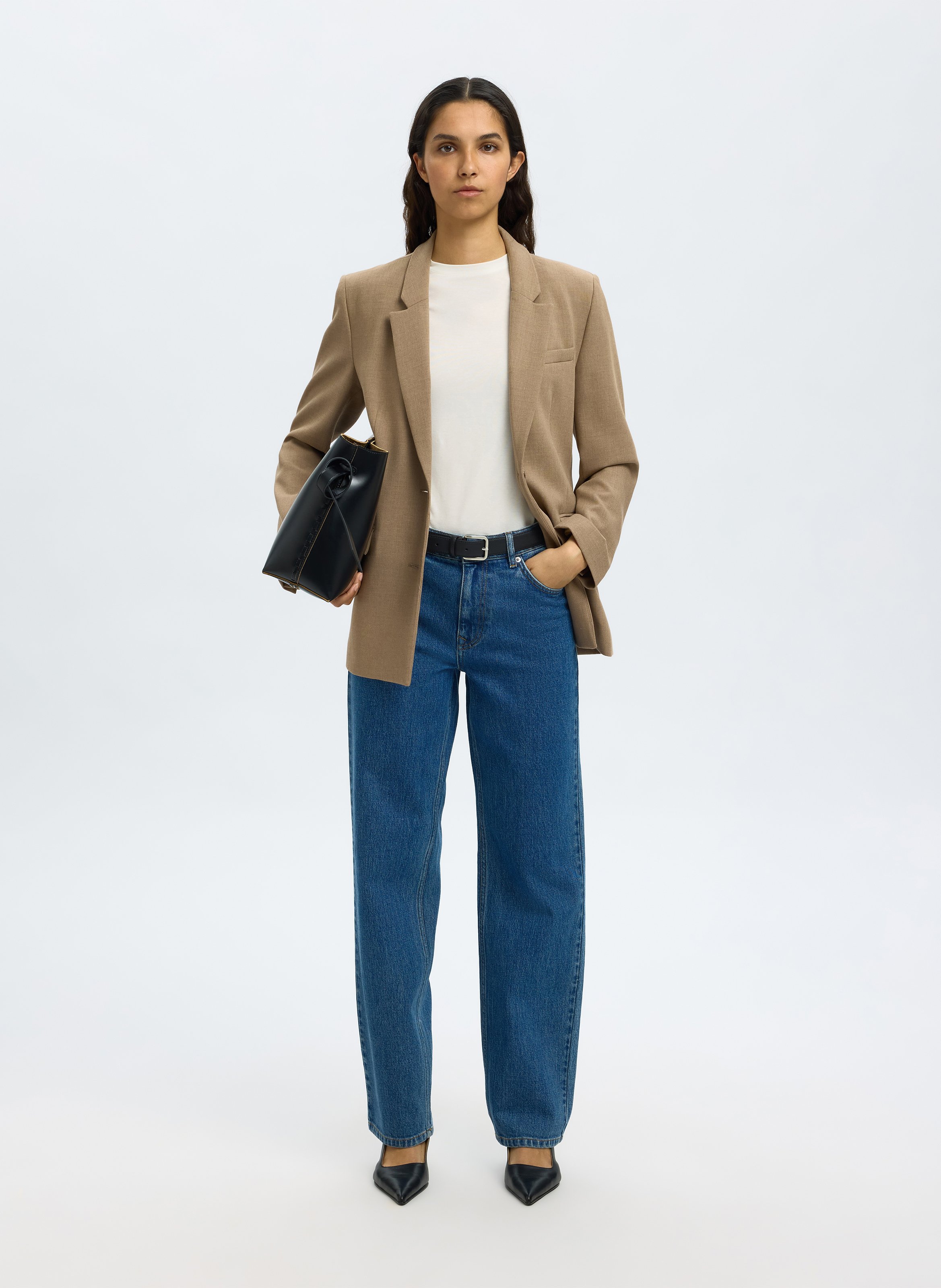 Straight Cut Jeans aus Bio-Baumwoll-Mix SELECTED Blau