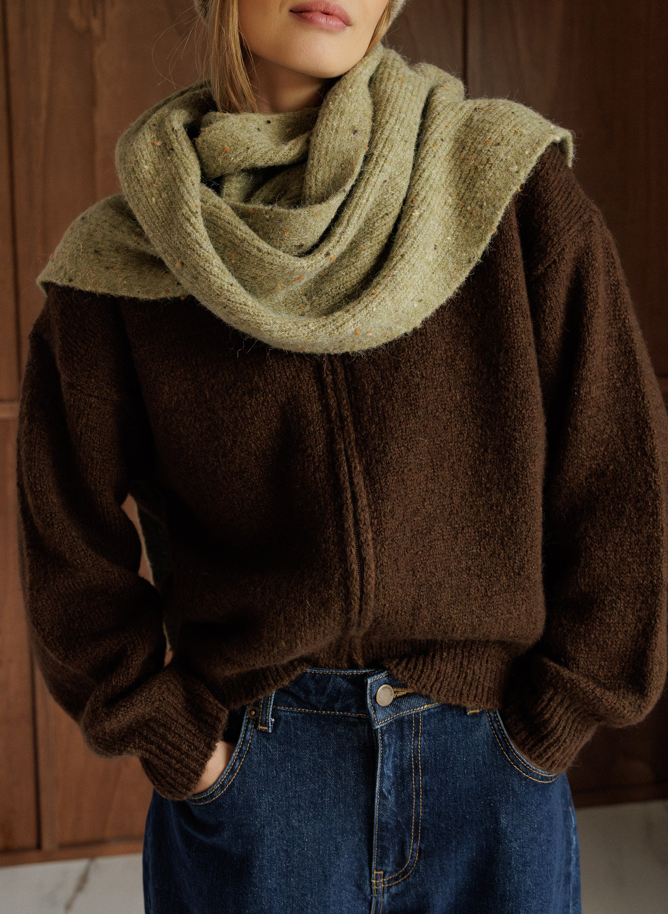 Knit Scarf with Rhinestones INDI & COLD Green