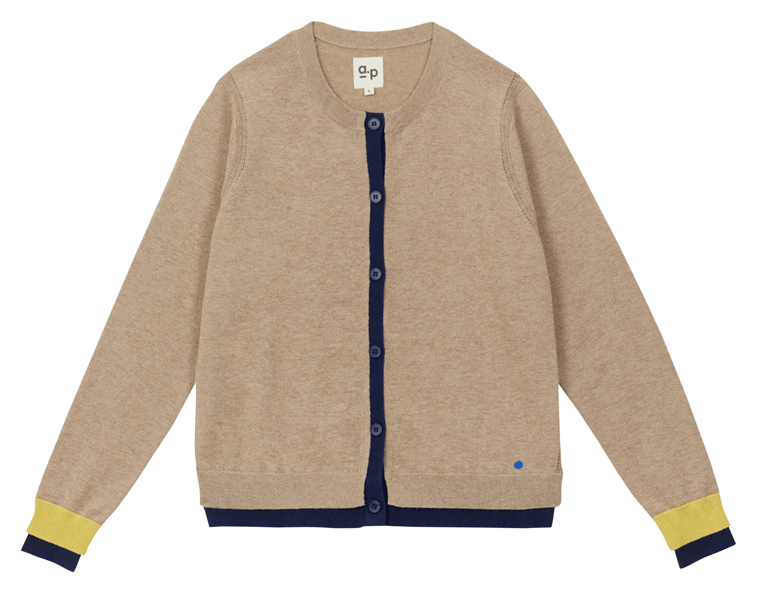 Cardigan droit col rond uni A.P Beige
