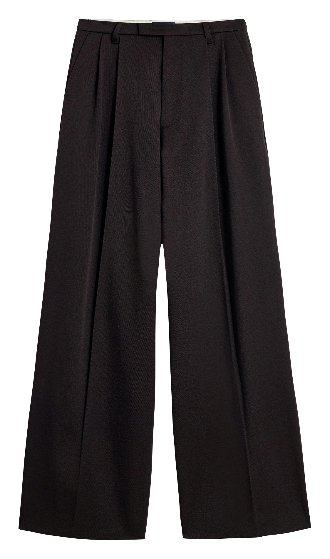 Wijde pantalon met plooien van een wolmix SOEUR Zwart