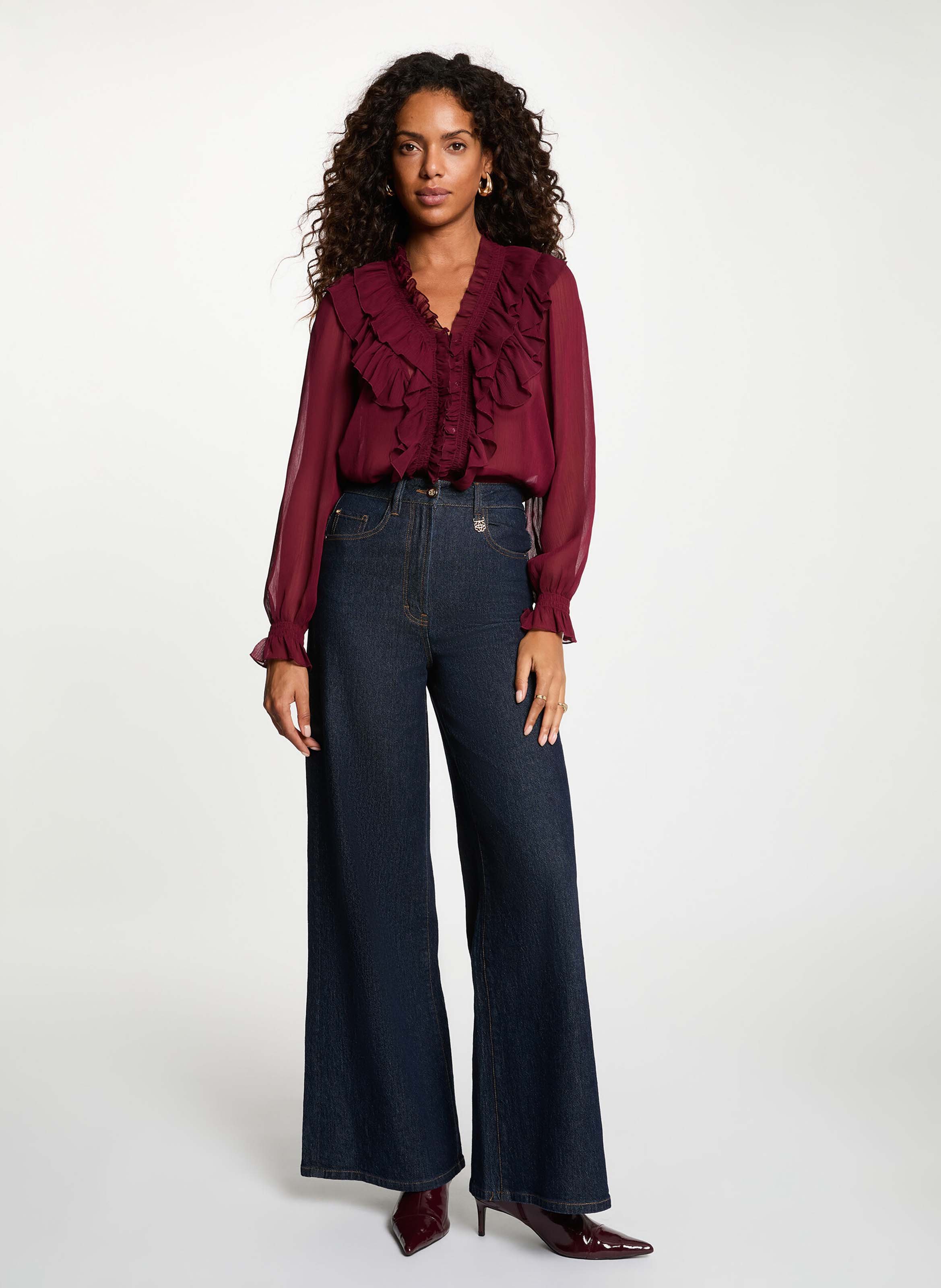 Blouse met V-hals | Rood MORGAN Dames