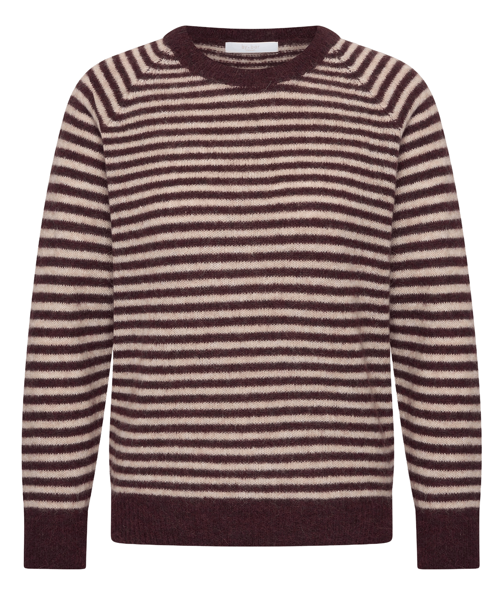 Pull droit col rond à rayures en laine mélangée BY BAR Rood