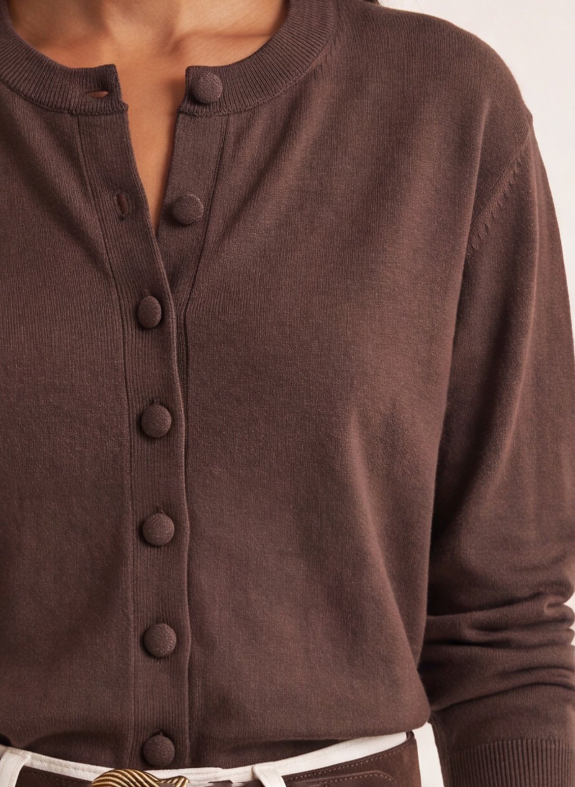 Rechte cardigan met ronde hals KOOKAI Bruin