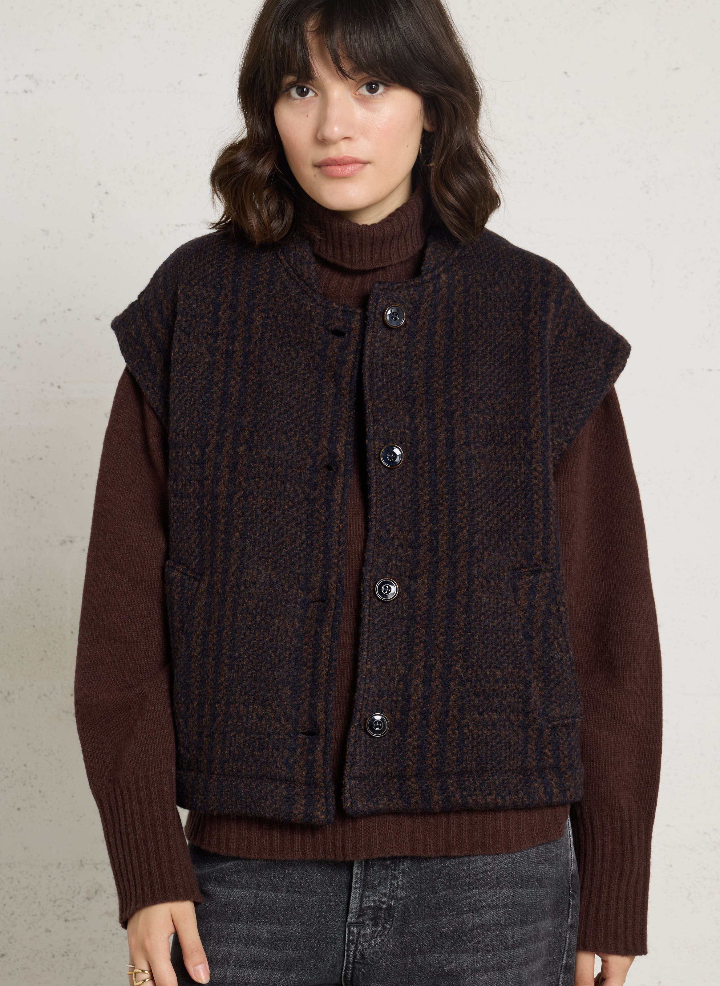 Oversized sleeveless wool jacket SACRECOEUR Multicolored