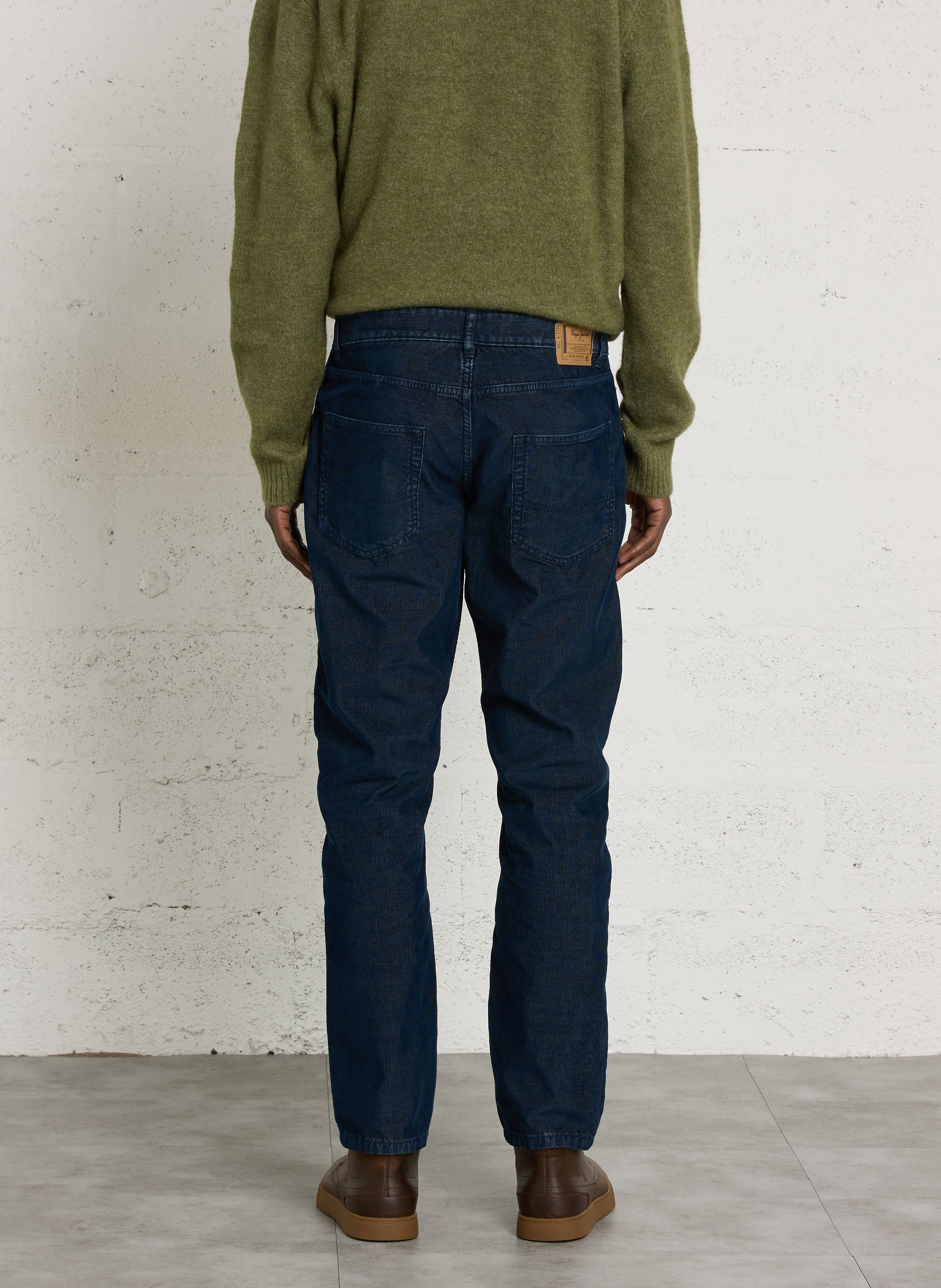 Straight-leg velvet cotton pants PEPE JEANS Blue