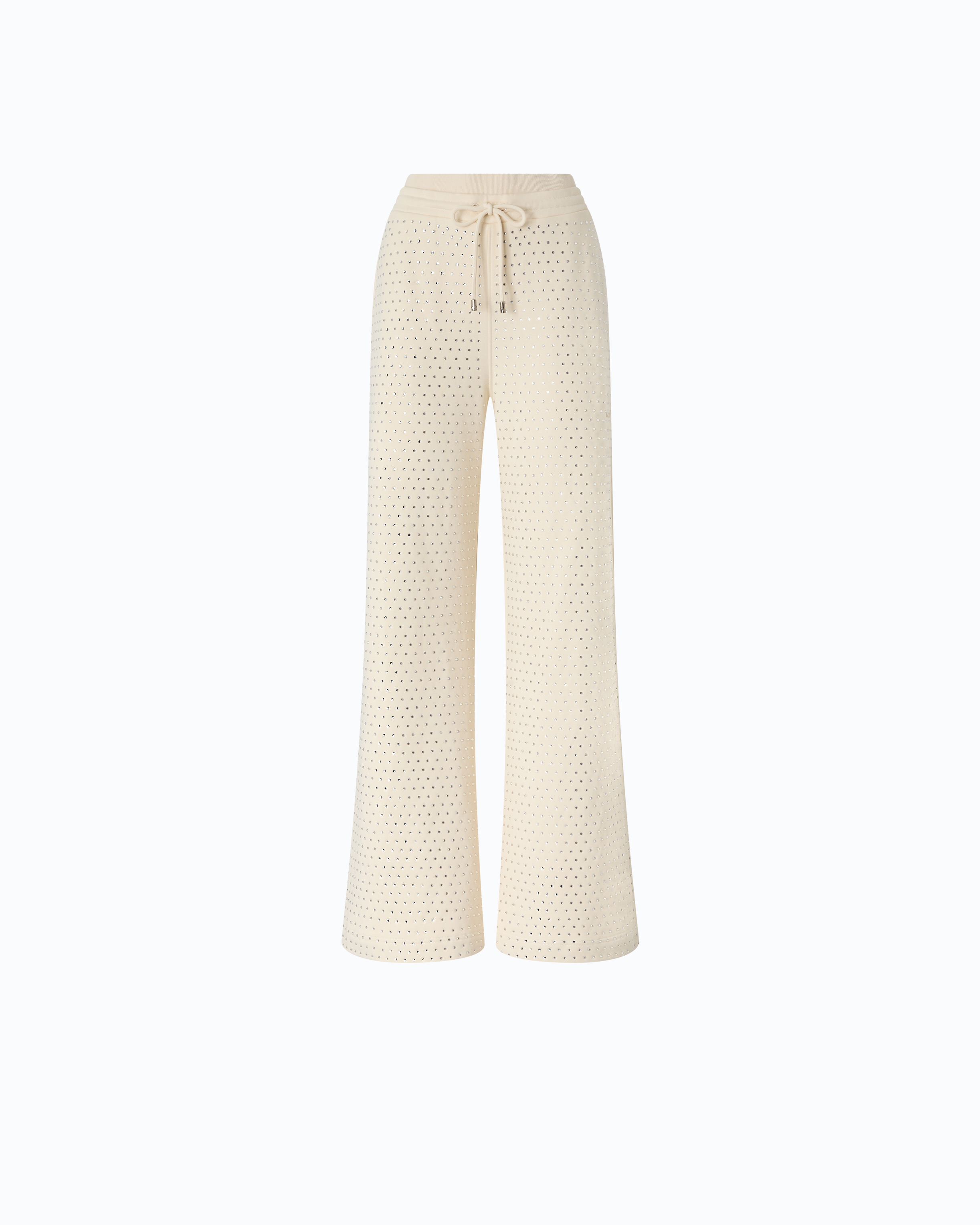 All-over rhinestone fleece trousers PINKO Beige
