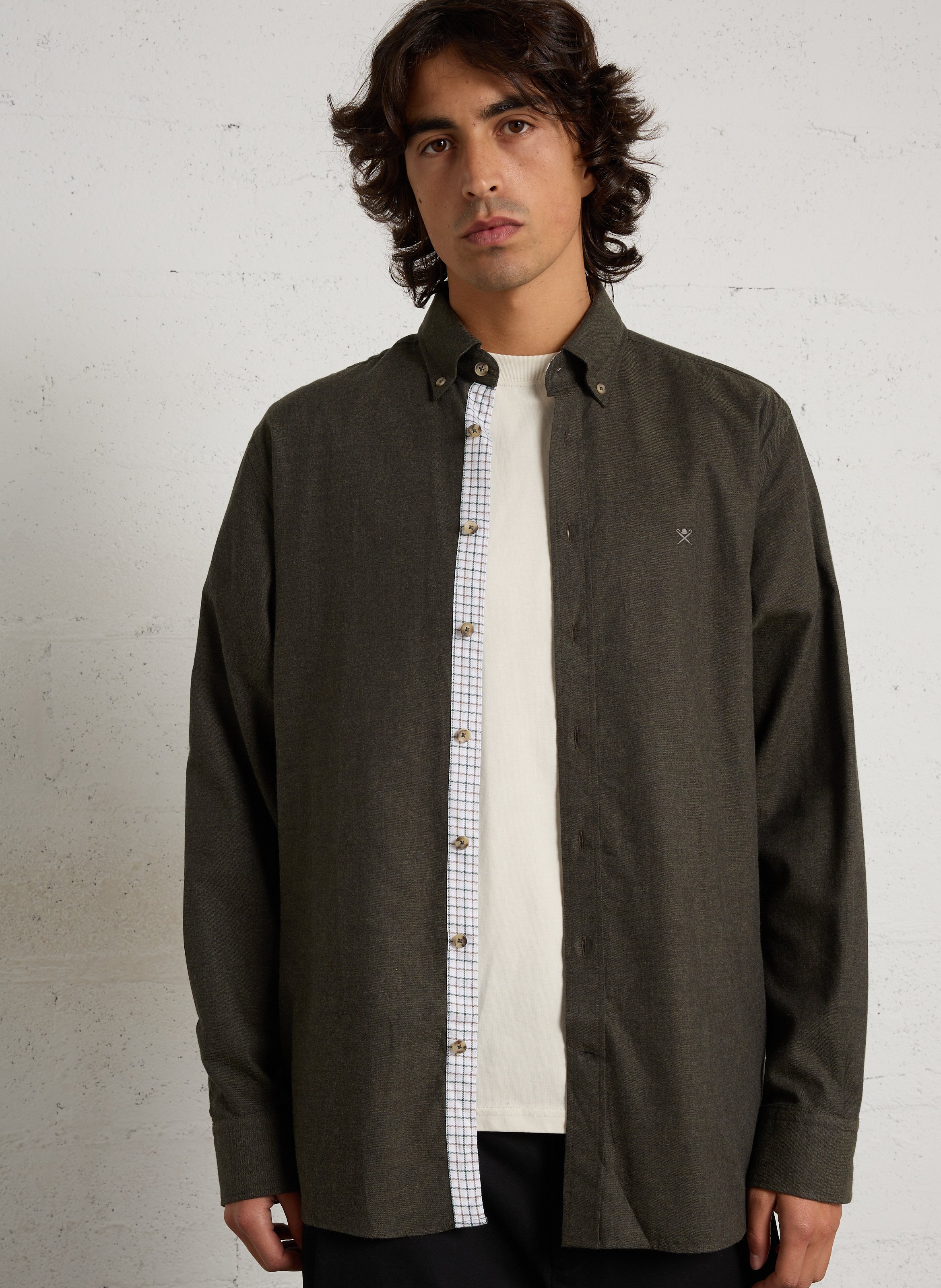 Chemise col classique en coton HACKETT Vert