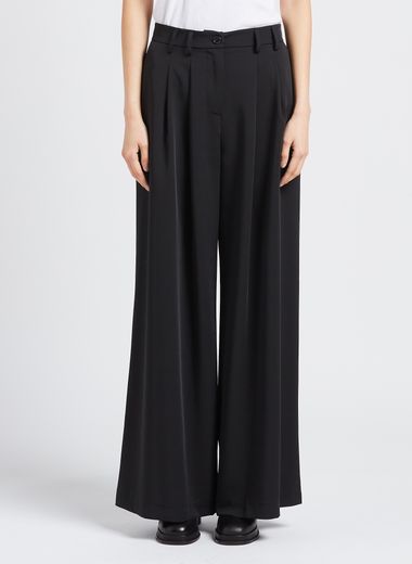 MOMONI Wide black pants with elastic waist. Italian siz…