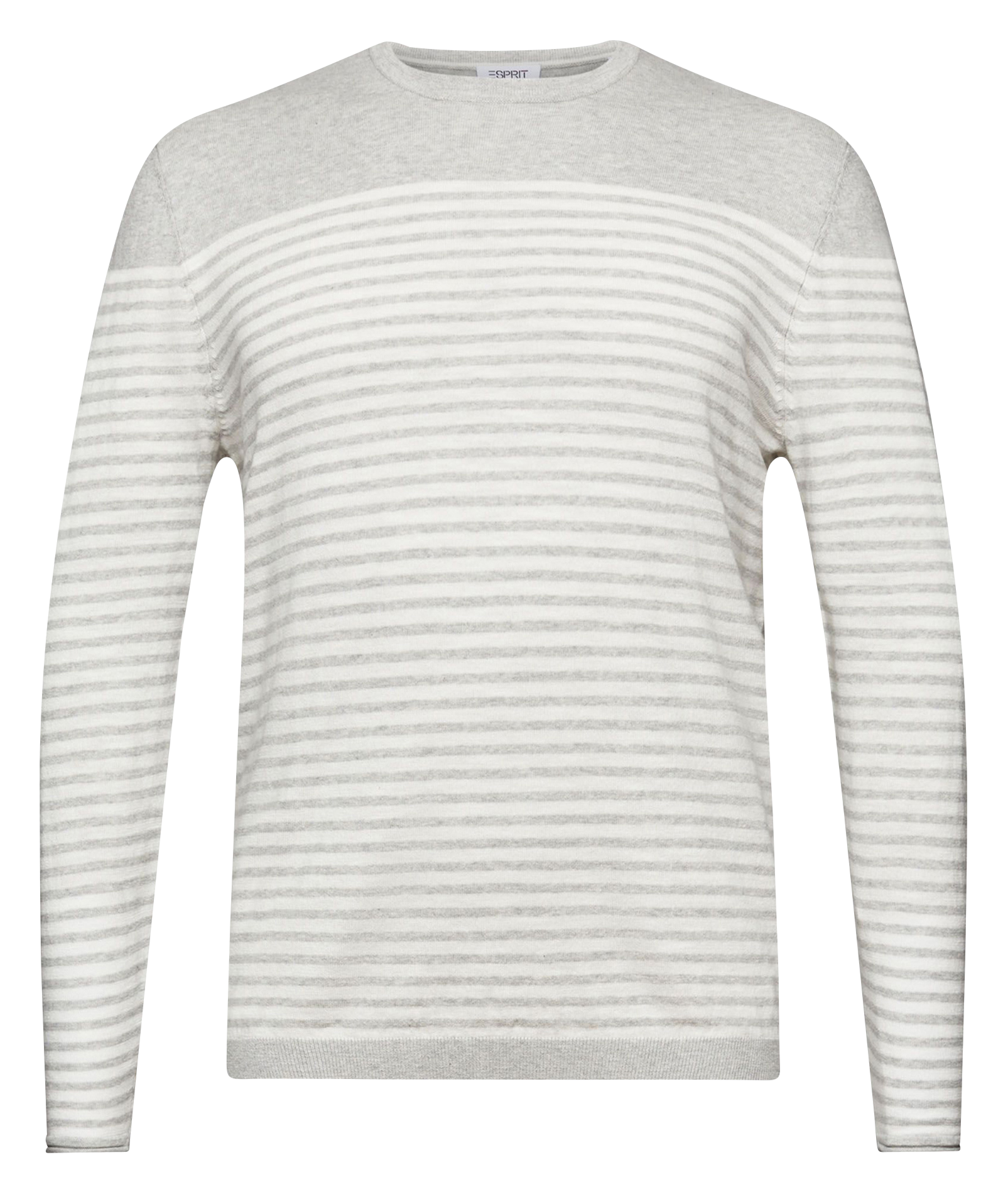 Regular-fit, gestreepte katoenen trui met ronde hals ESPRIT Grijs