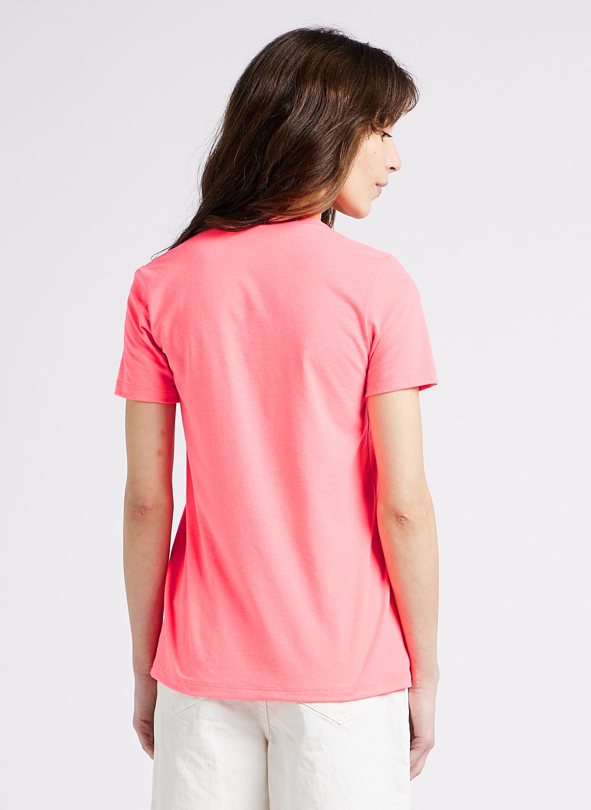 Cotton-blend V-neck T-shirt PLEASE Pink