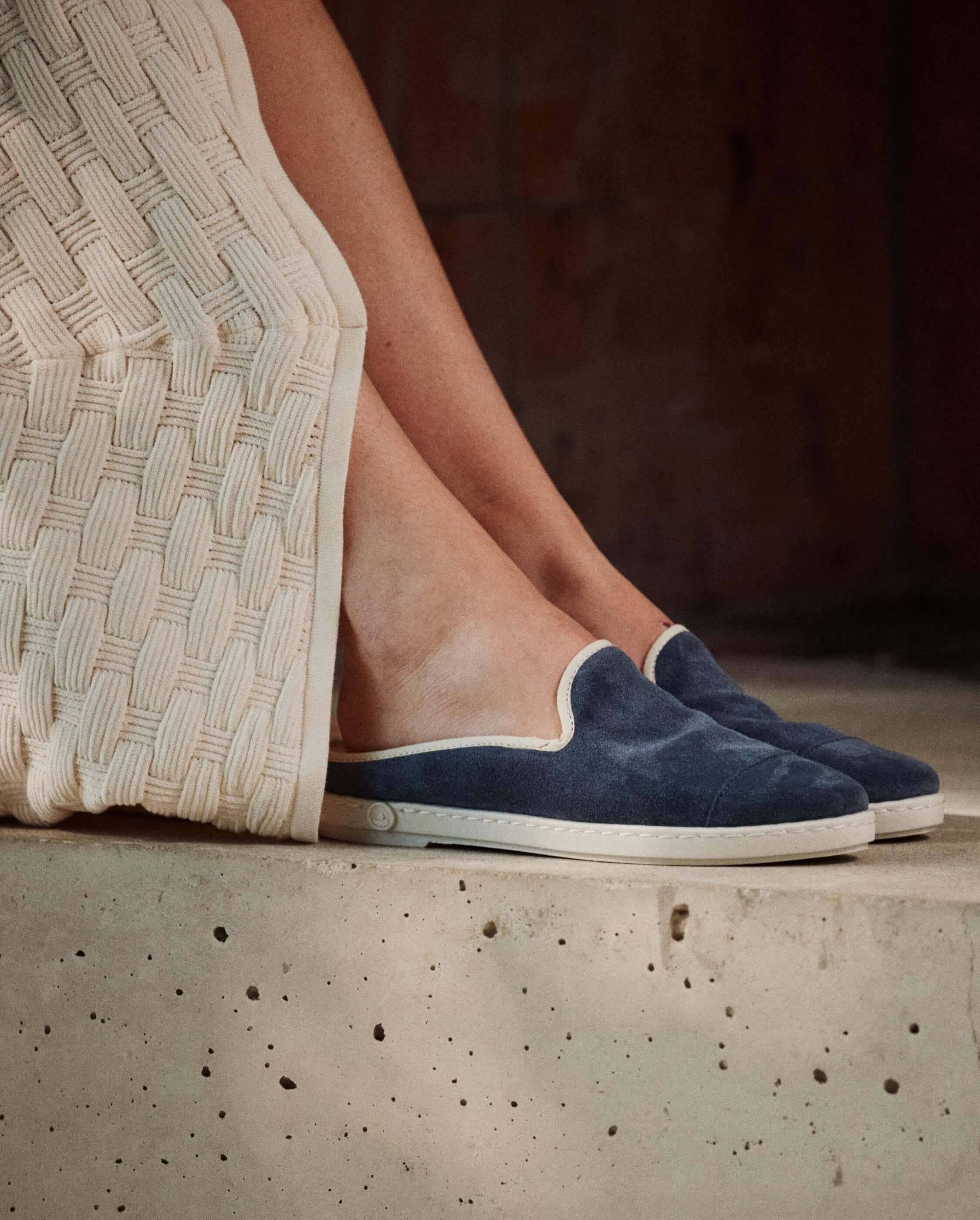 Women's leather mule, denim blue ANGARDE Blue