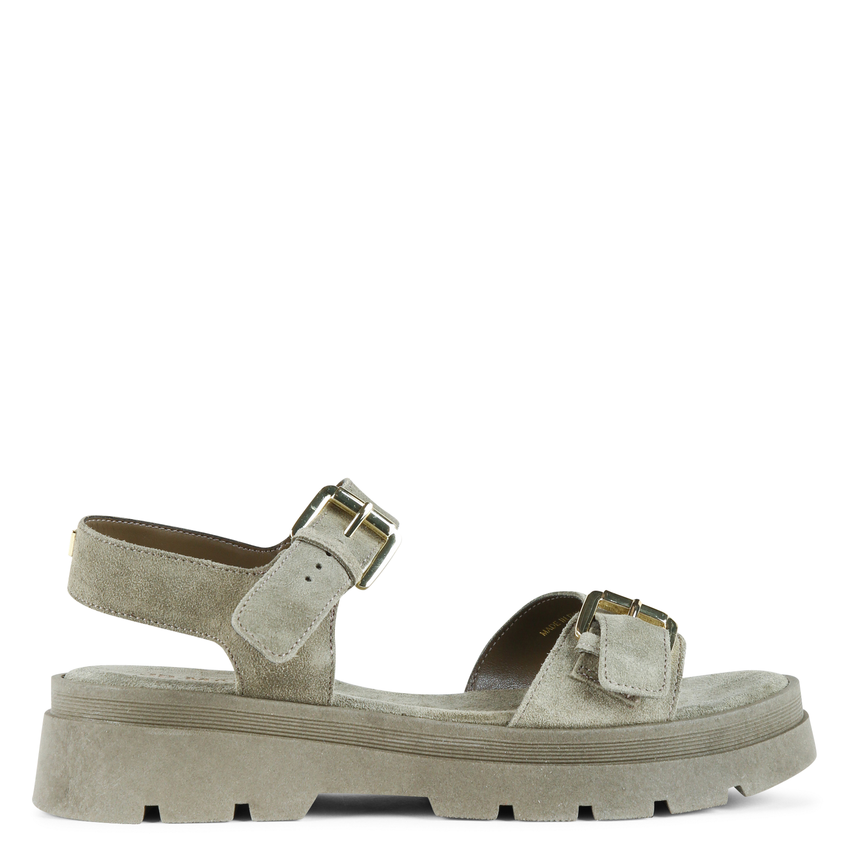 Sandales crantées en cuir velours JB MARTIN Kaki