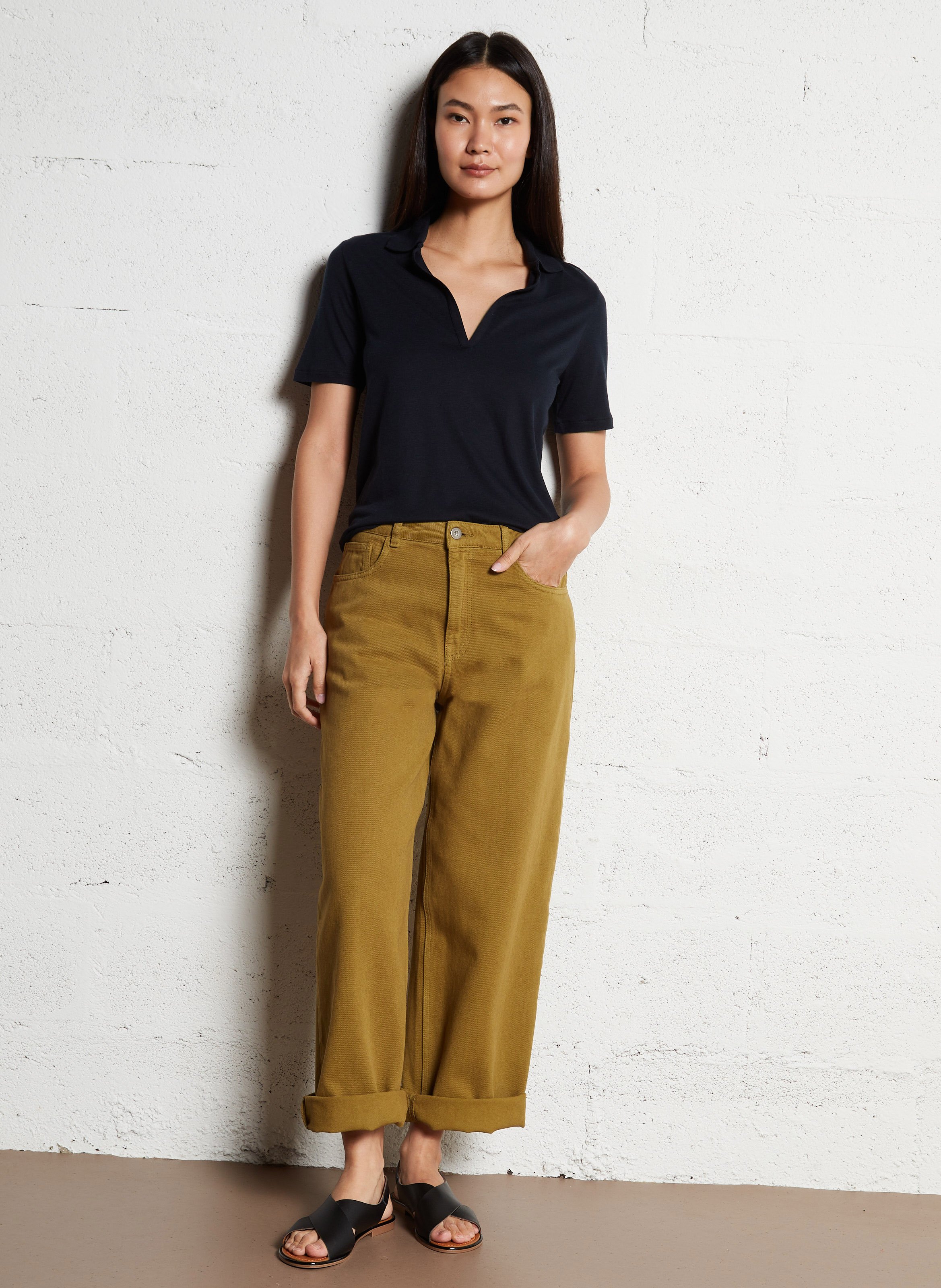 Weit geschnittene Jeans - aus Baumwolle BELLEPIECE Grun