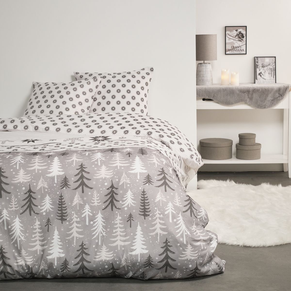 Printed cotton bed set TODAY LINGE DE MAISON Grey