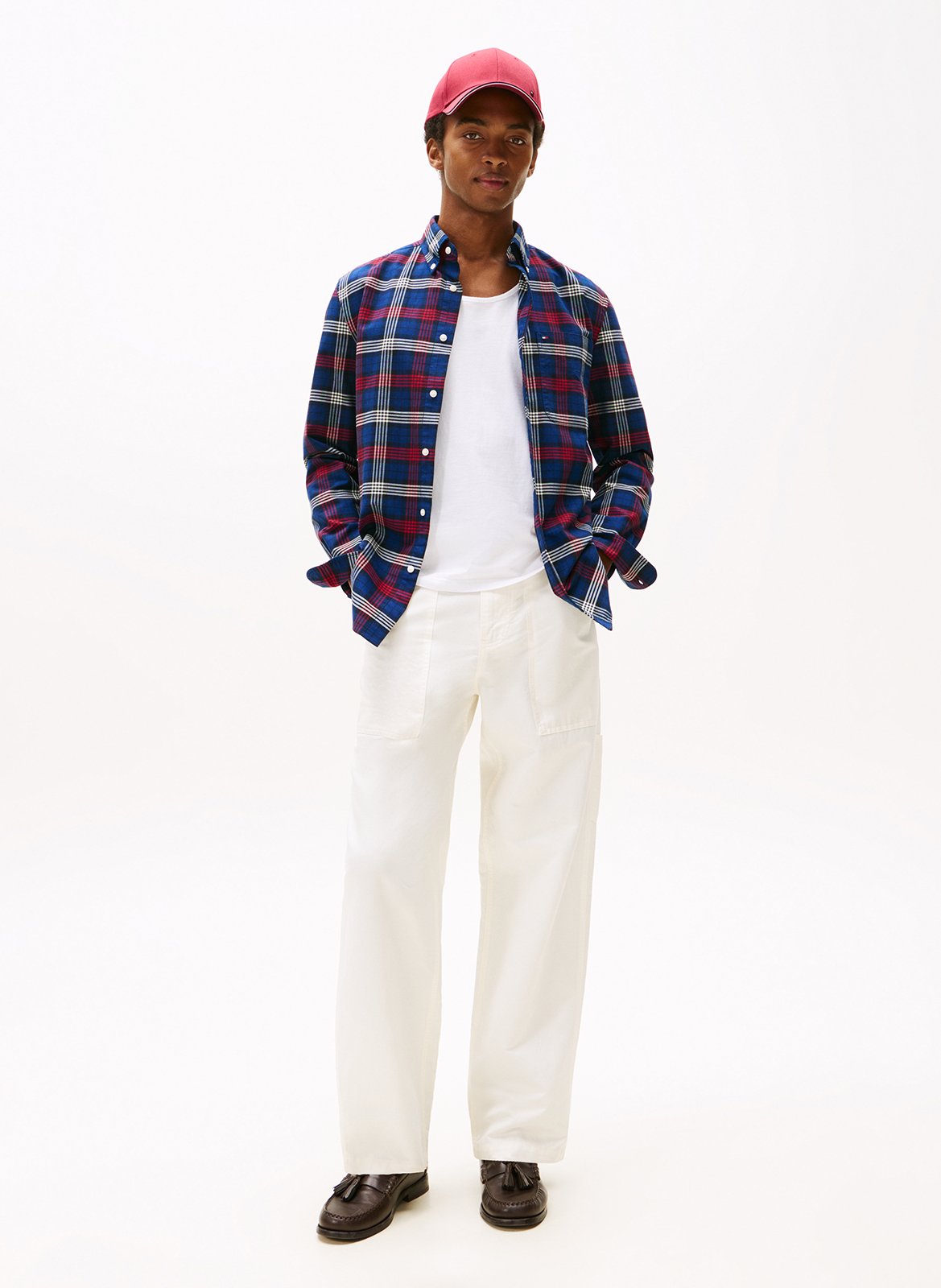 Straight printed cotton shirt TOMMY HILFIGER Blue