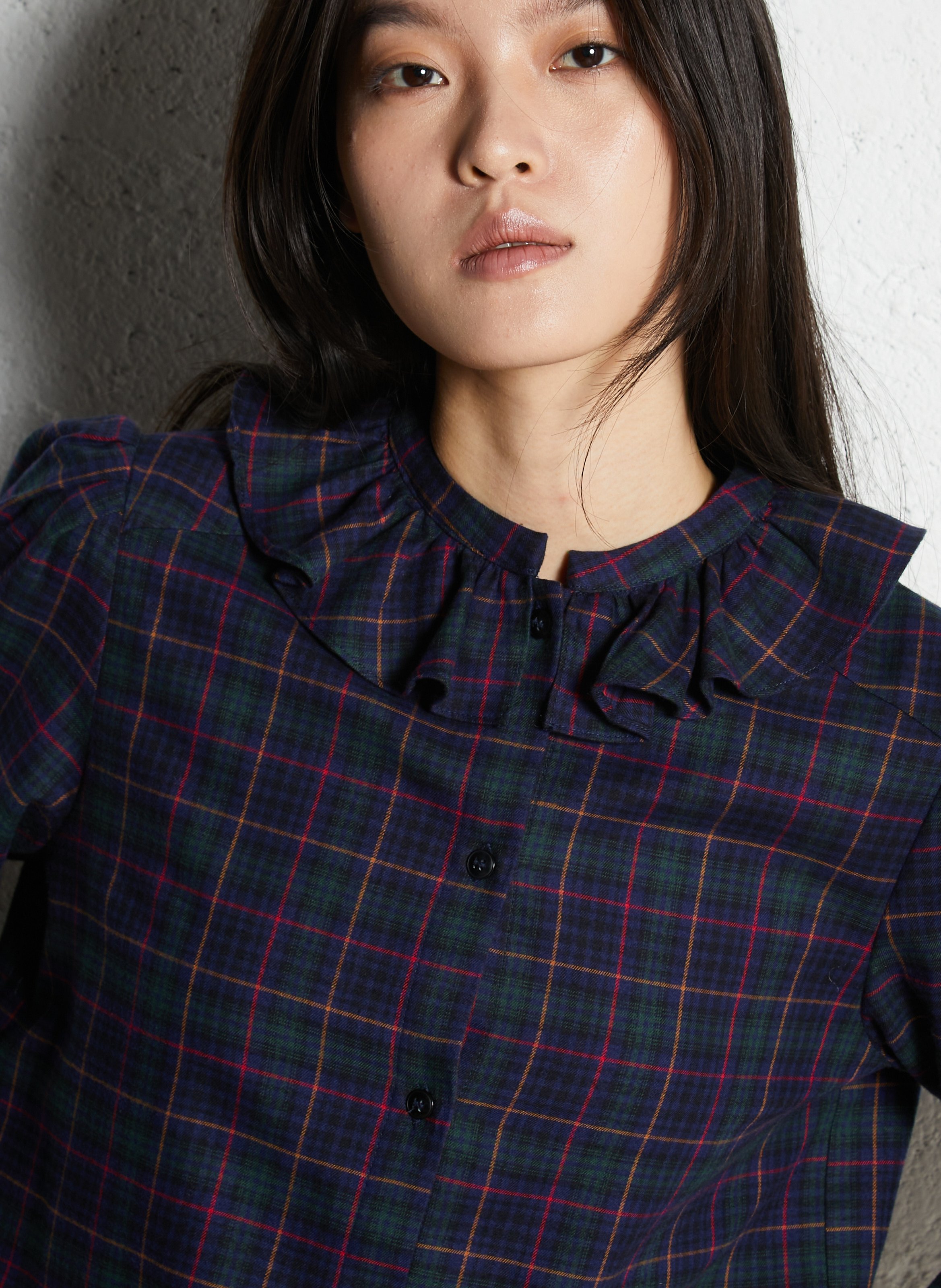 Rechte, katoenen blouse met print SUZIE WINKLE Blauw