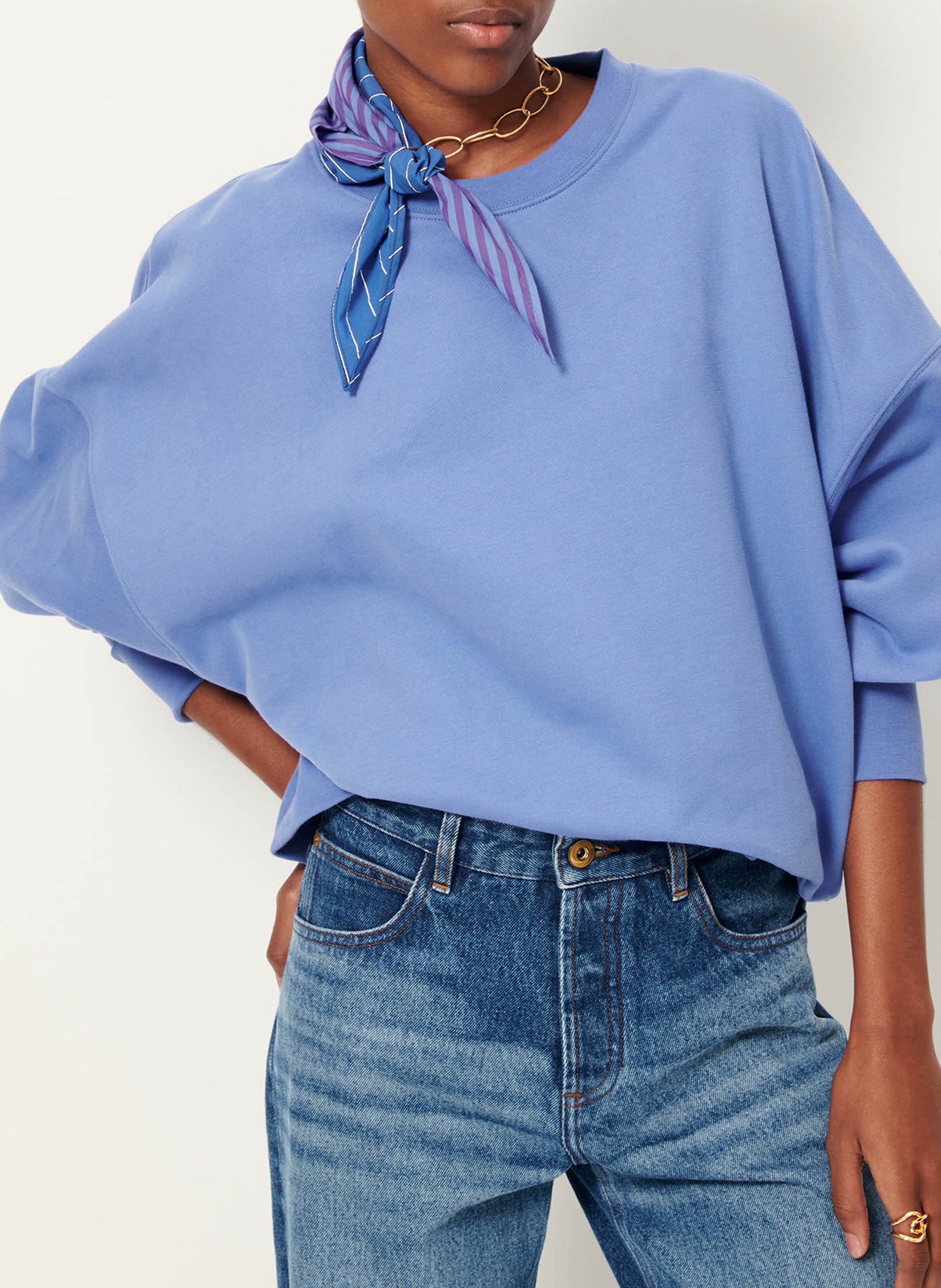 Oversized short cotton sweatshirt SESSUN Blue