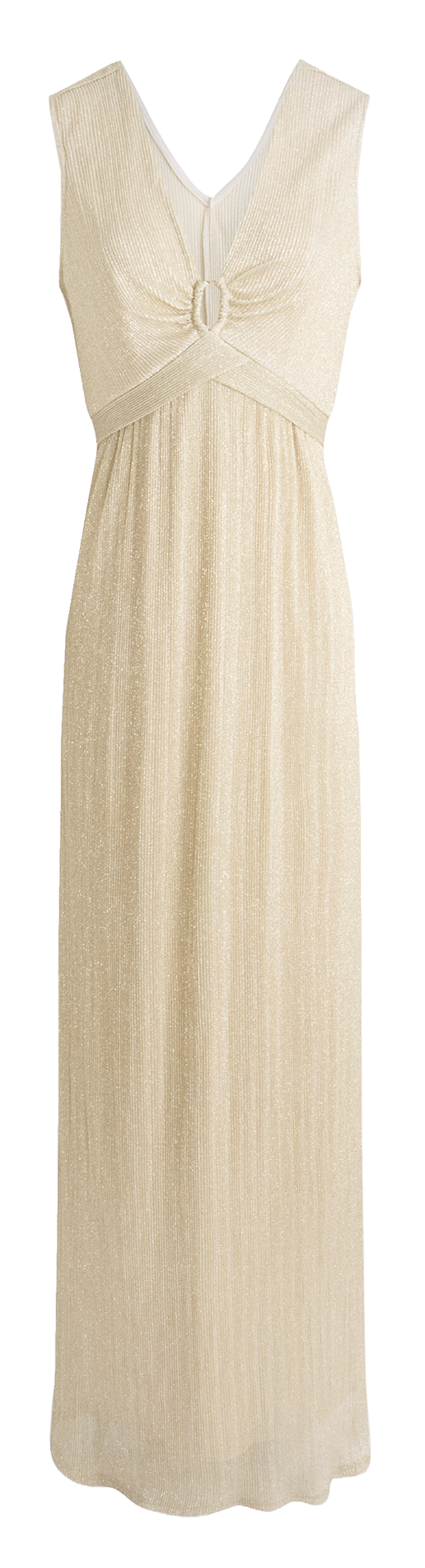 Lange mouwloze jurk met V-hals en lovertjes MORGAN Goudkleurig