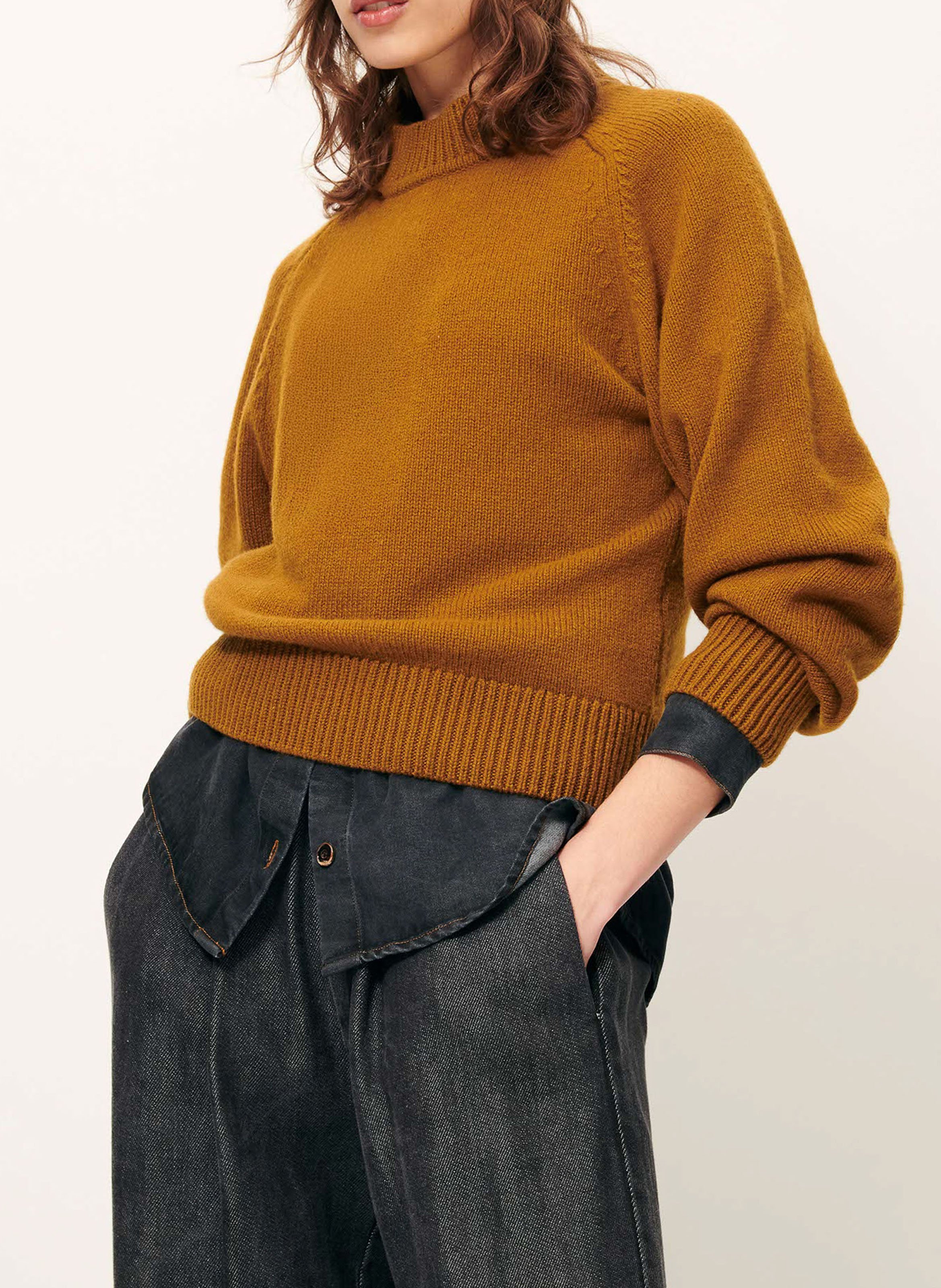 Pull droit en laine mélangée SESSUN Marron