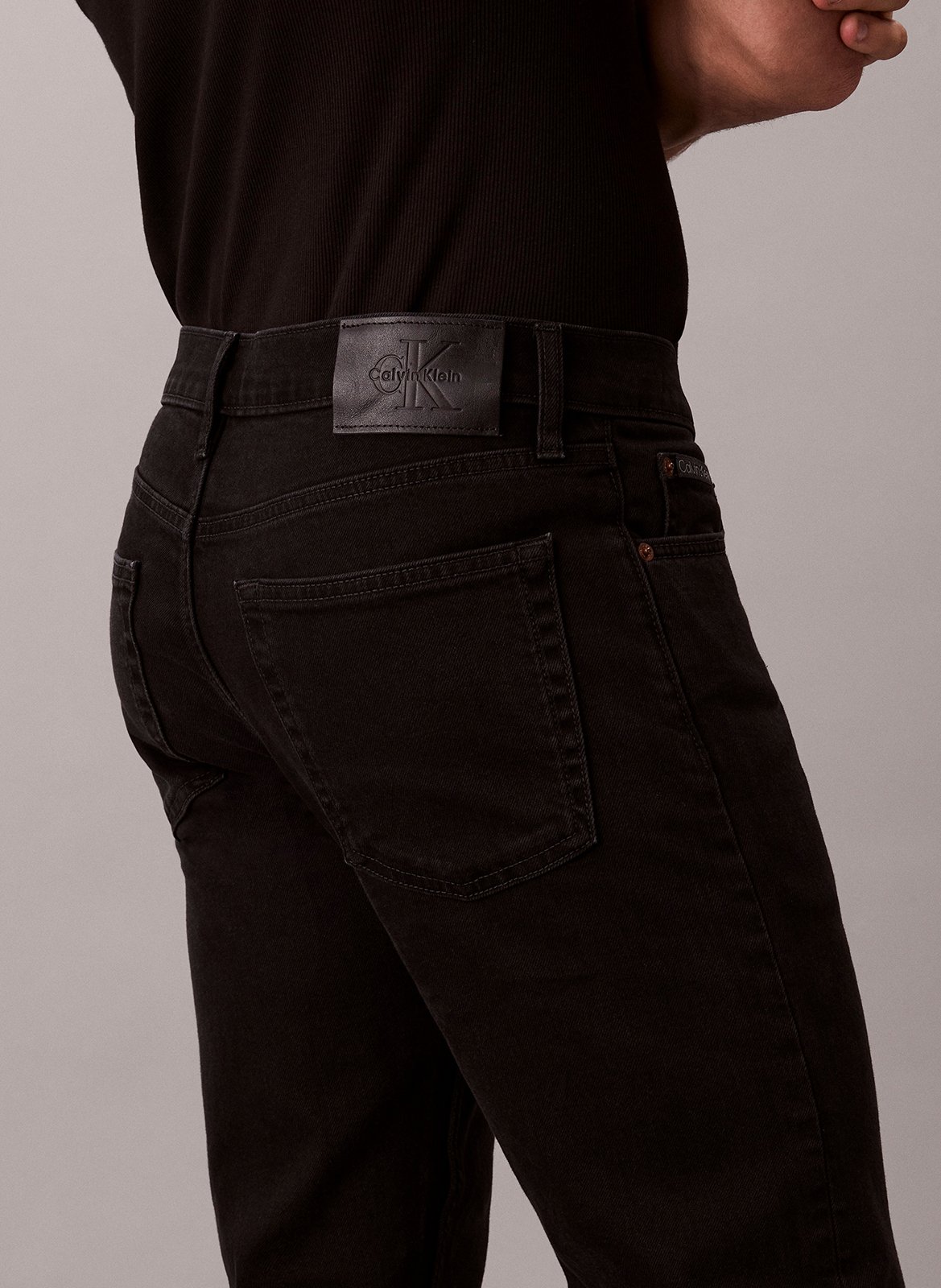 Jean droit en coton mélangé CALVIN KLEIN Noir