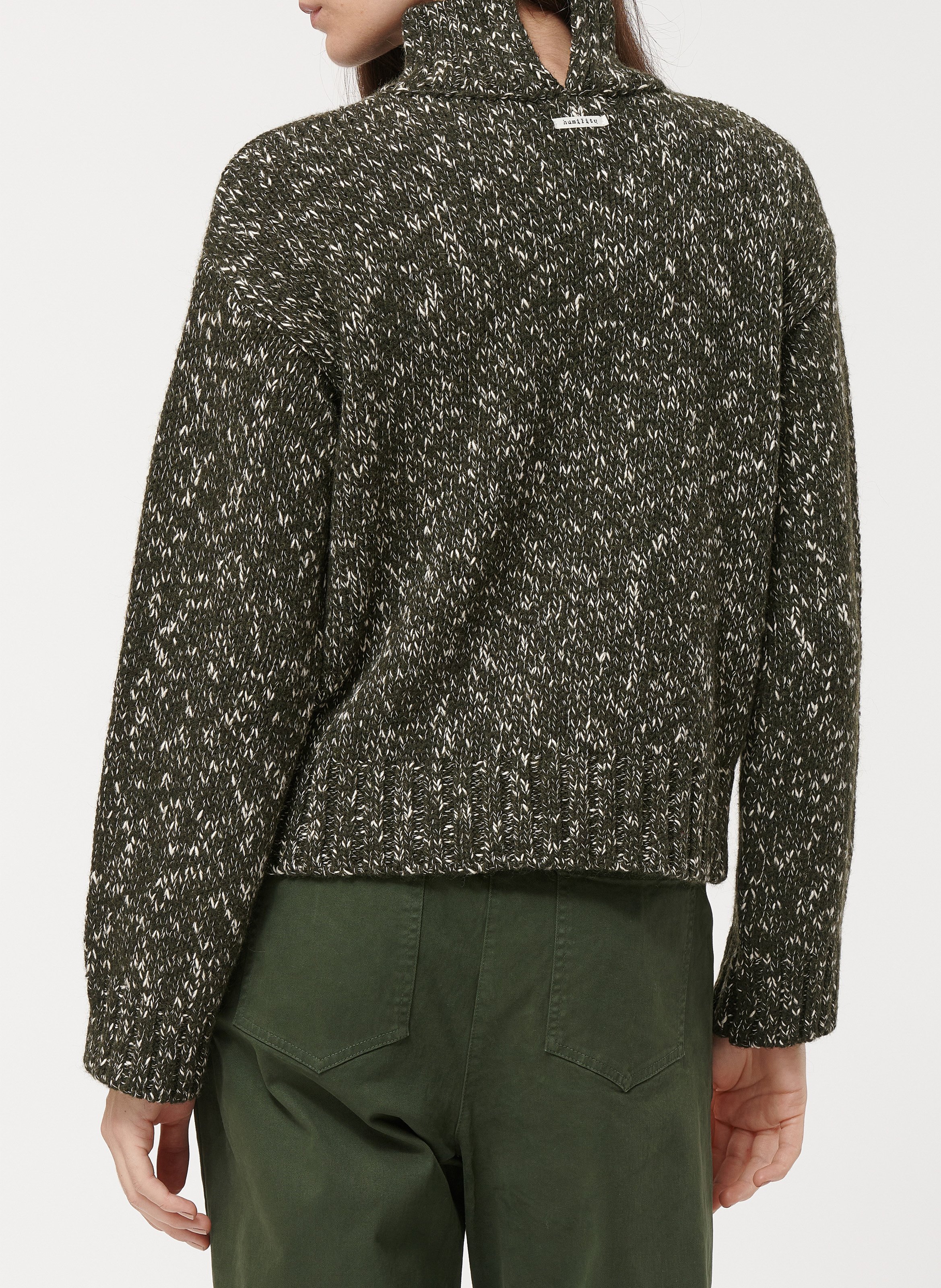 Pull col montant en maille chinée HUMILITY Vert