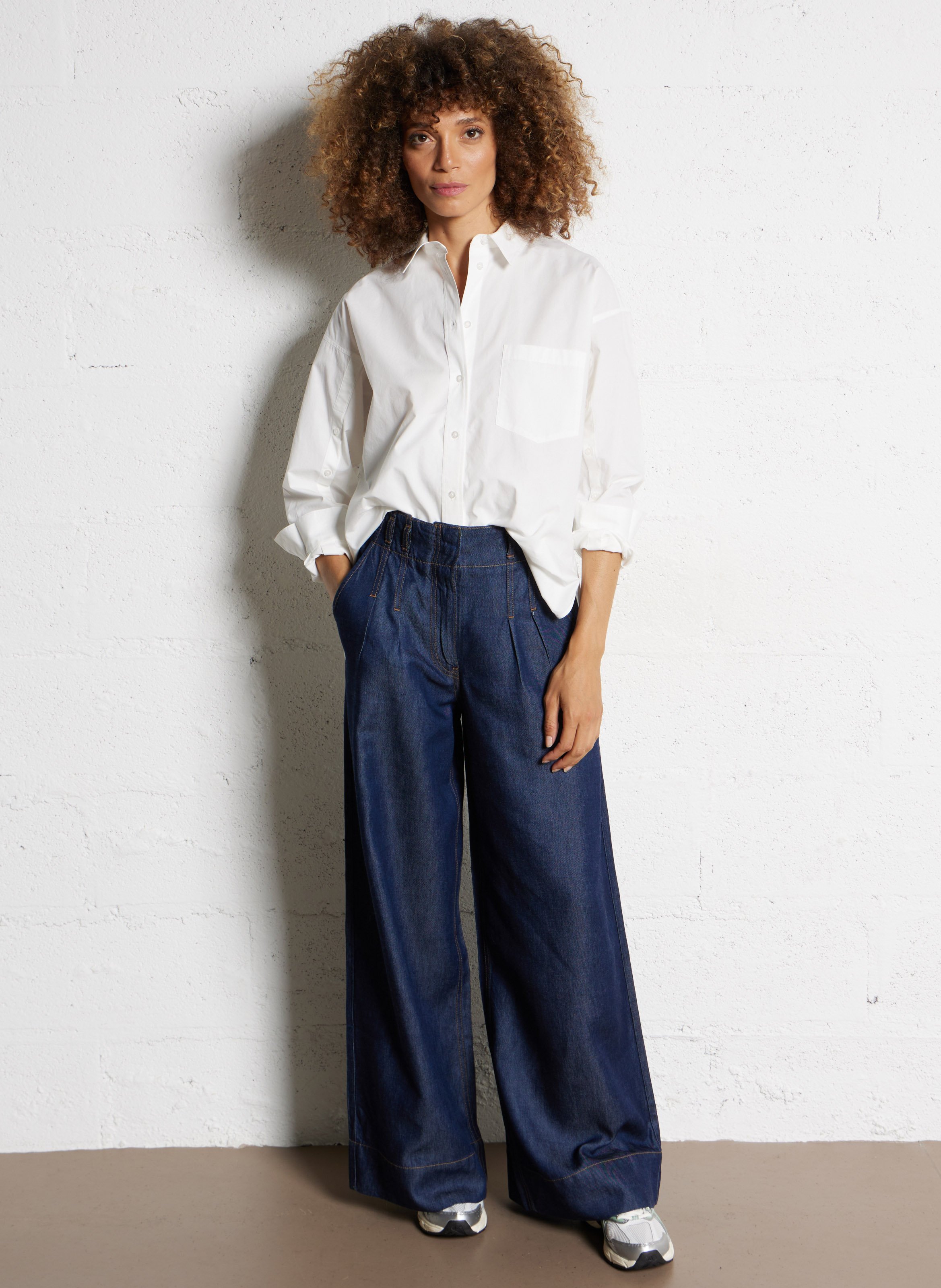 Chemise oversize col classique en coton IKKS Blanc