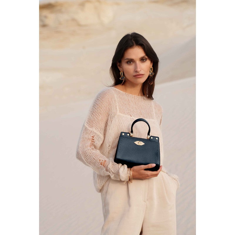 Handbag - cowhide leather POURCHET Blue