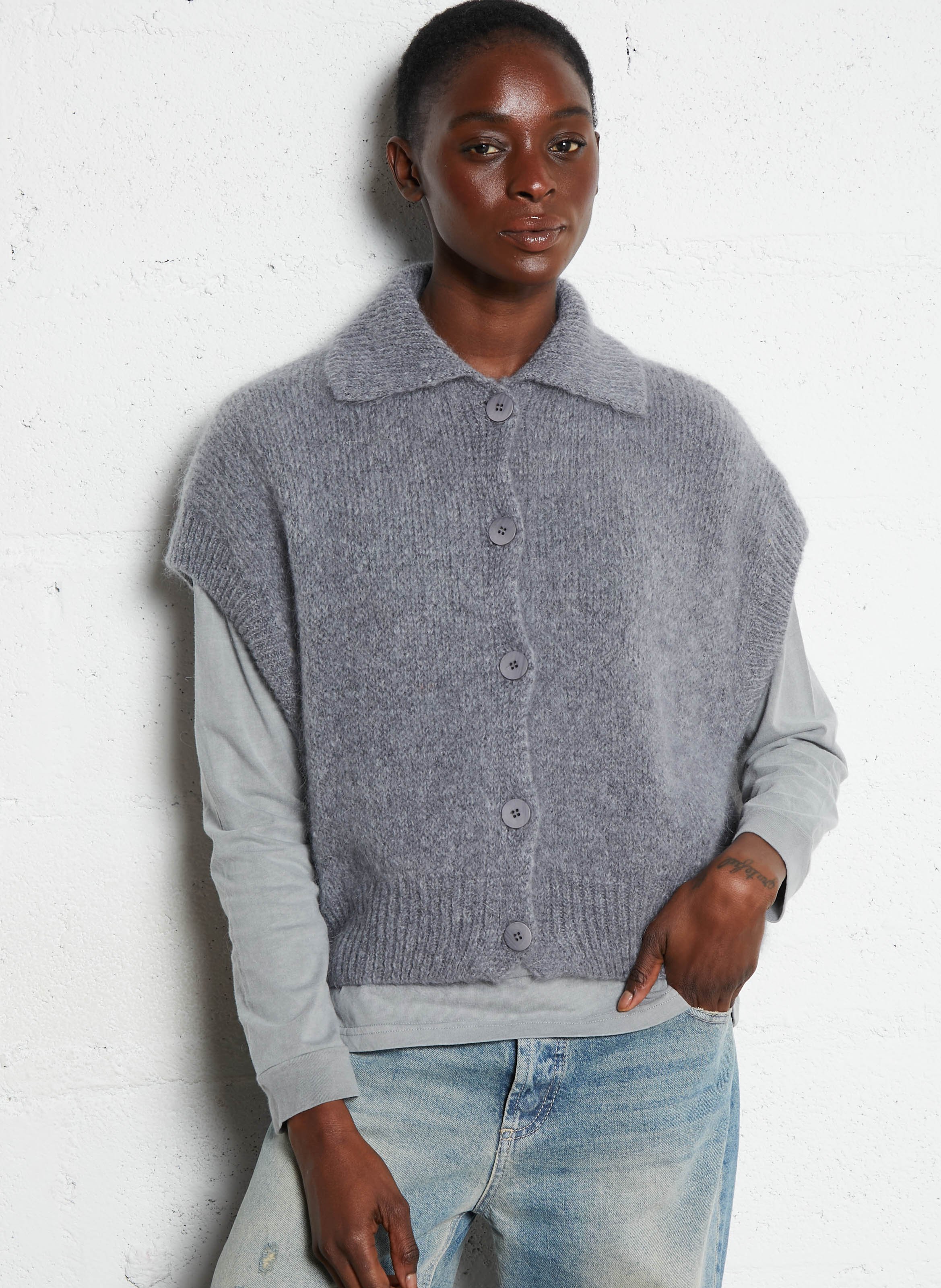 Gilet col classique ample PLEASE