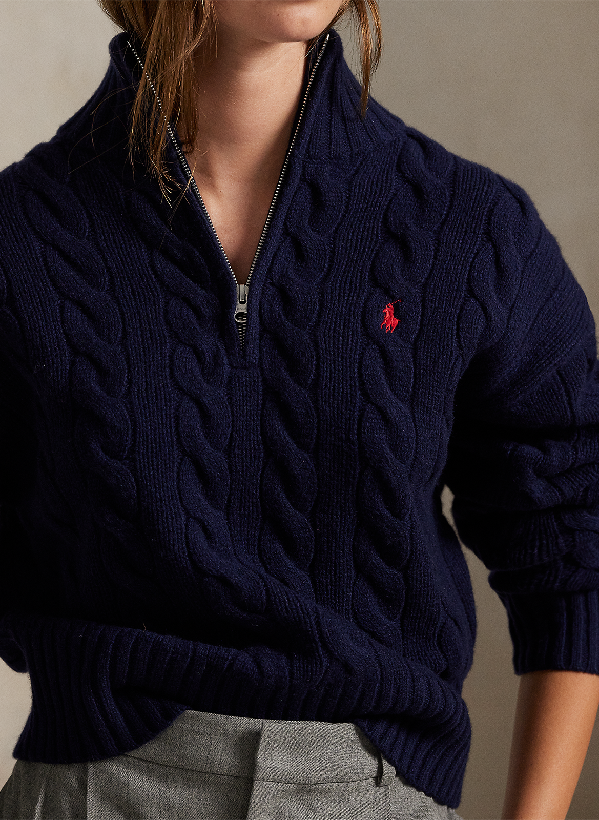 Trui met opstaande kraag van wol en kasjmier Blauw