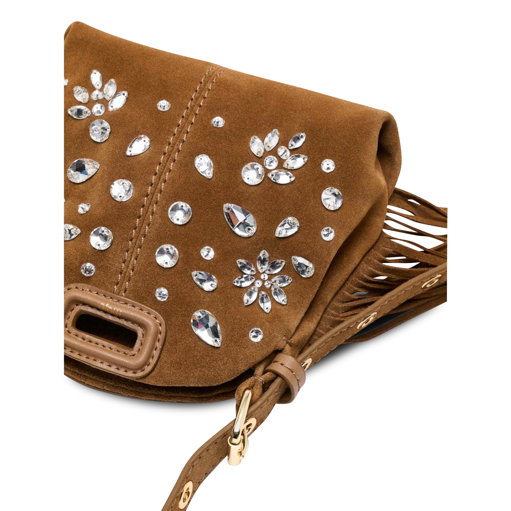 Sac bandoulière en cuir MAJE Marron