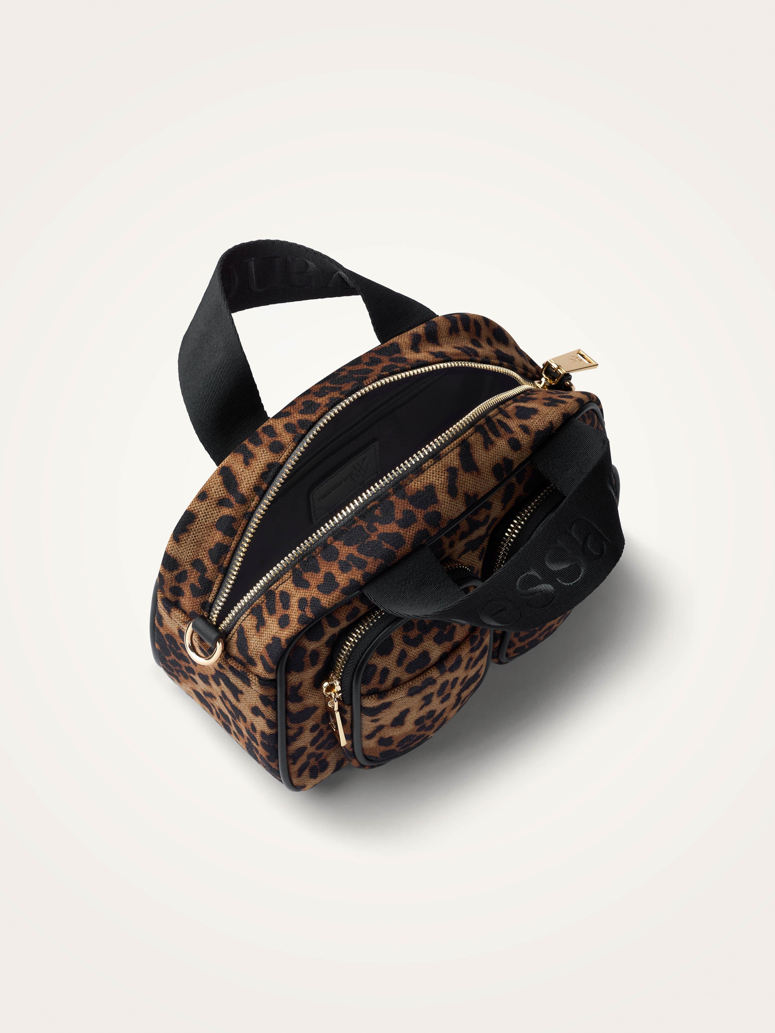 Mini leopard tweed bowling bag VANESSA WU Brown