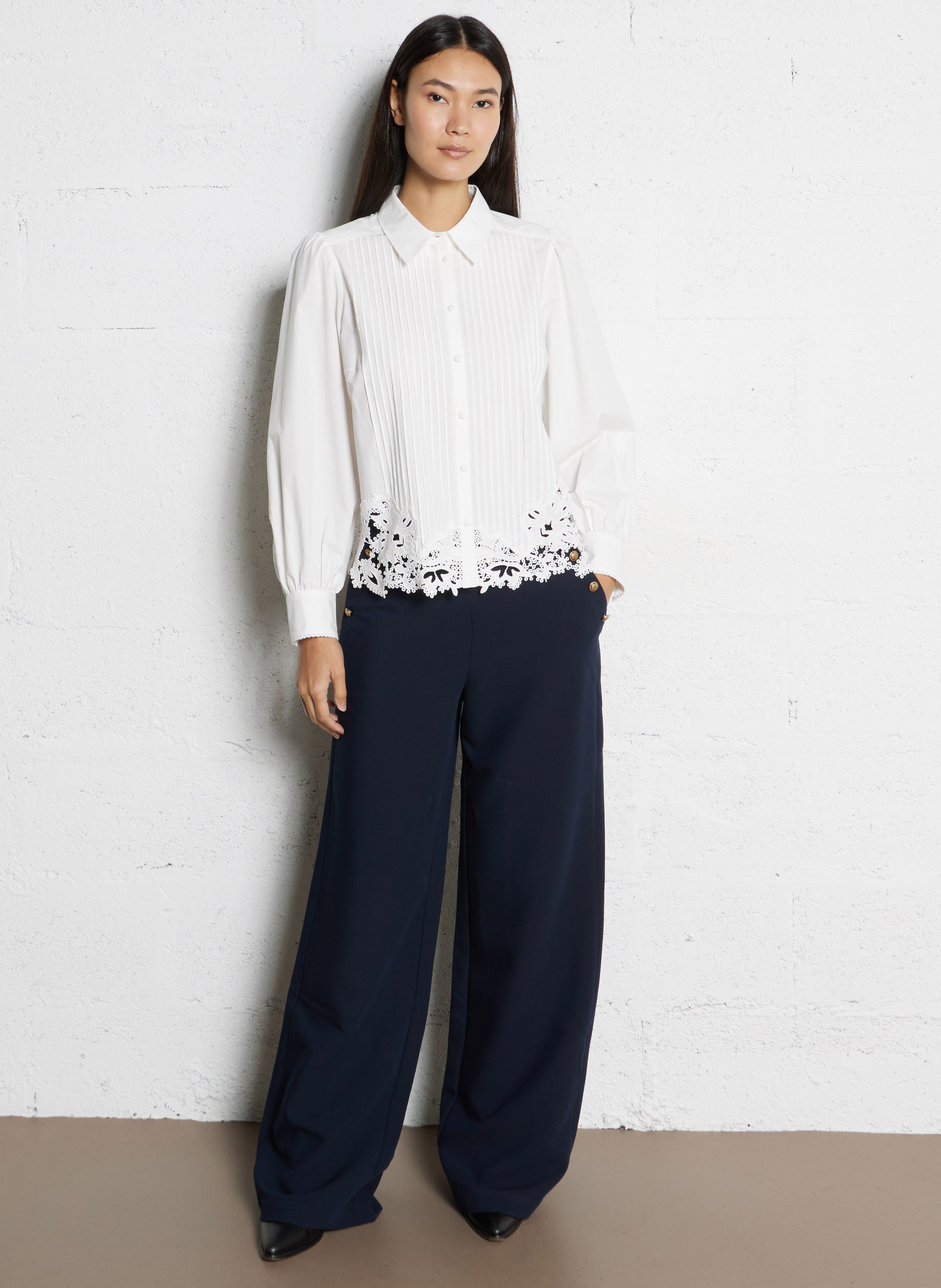 Azawood high-waisted wide-leg trousers IKKS Blue