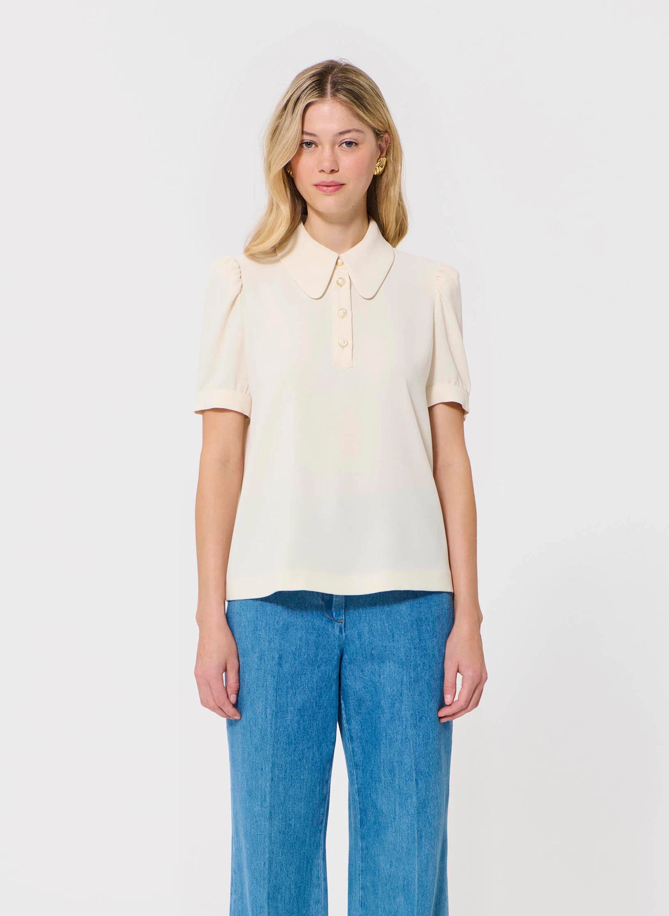 Short-sleeved polo with jewel buttons TARA JARMON