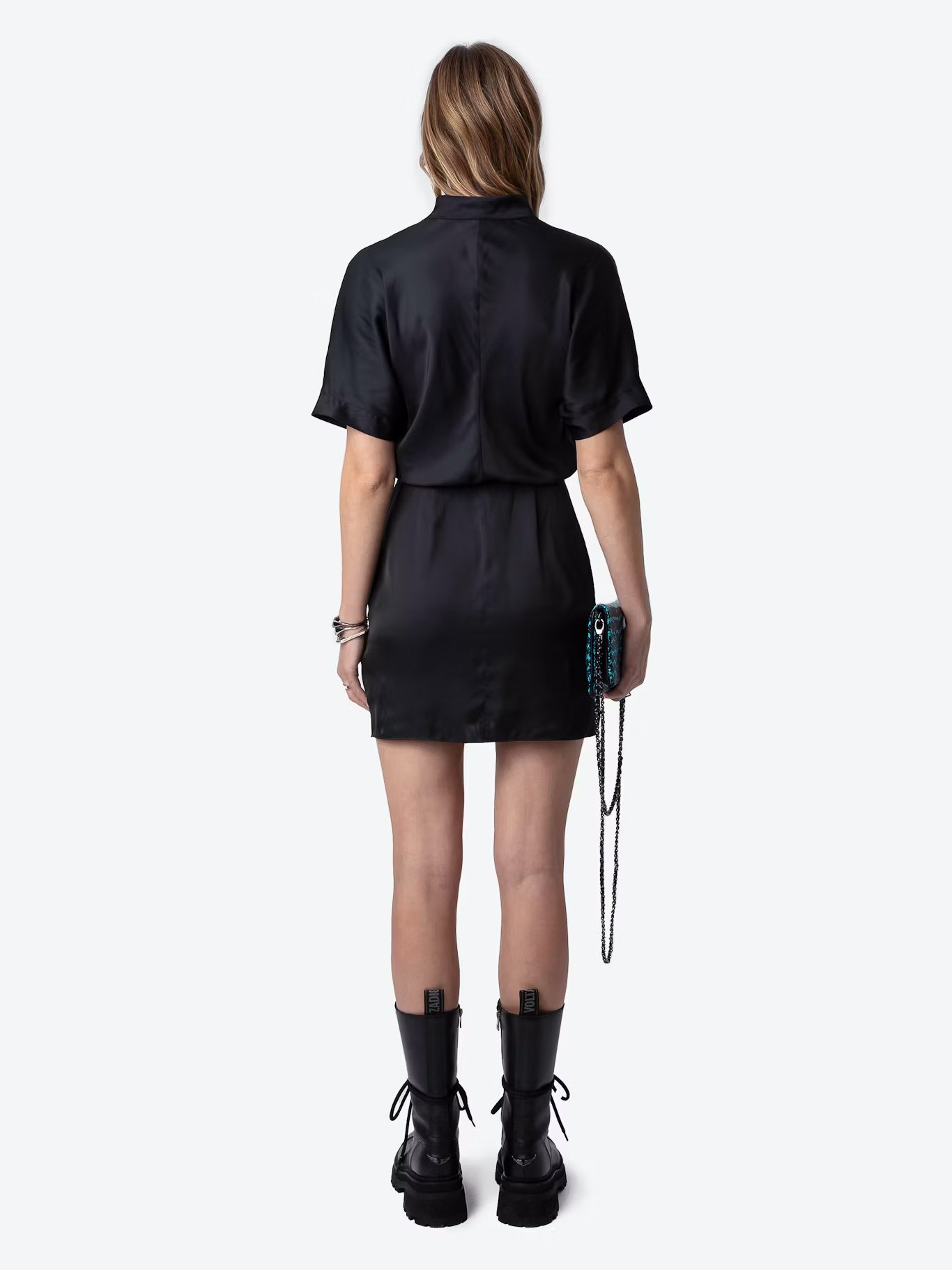 Robe courte col tunisien en satin  ZADIG&VOLTAIRE Noir