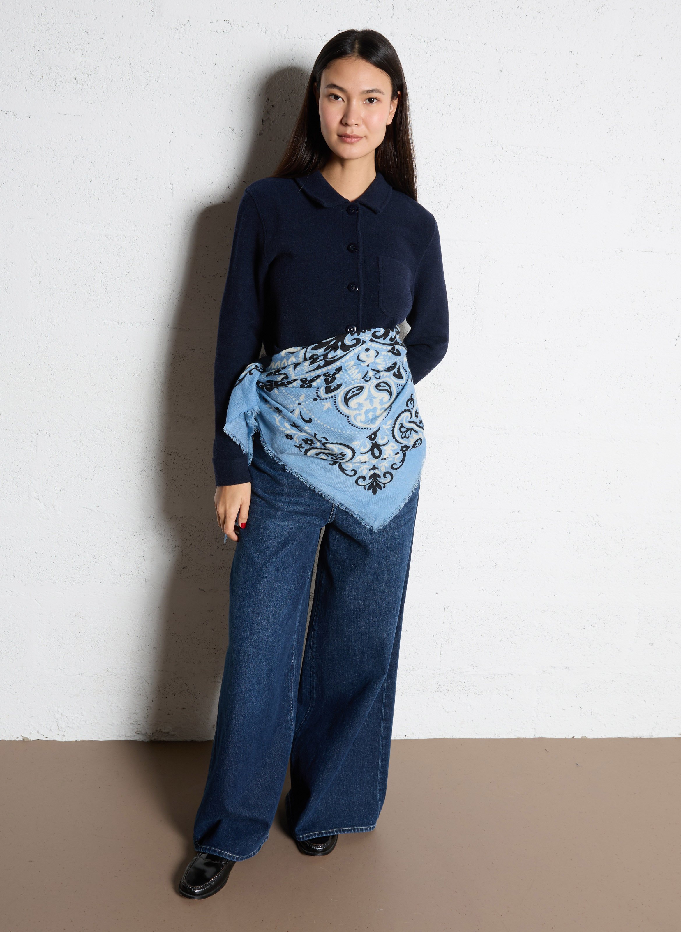 Printed wool and cashmere scarf MAISON LECOMTE FLAMENT