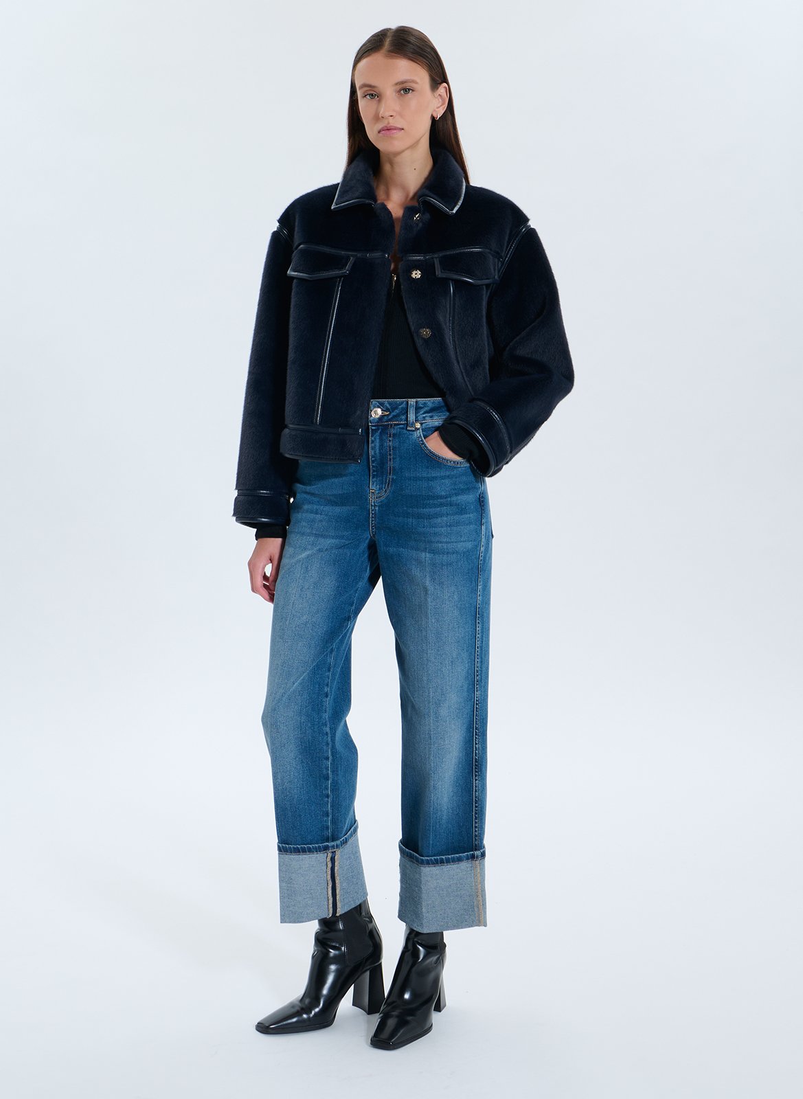 Jean droit en cootn mélangé ZAPA Bleu