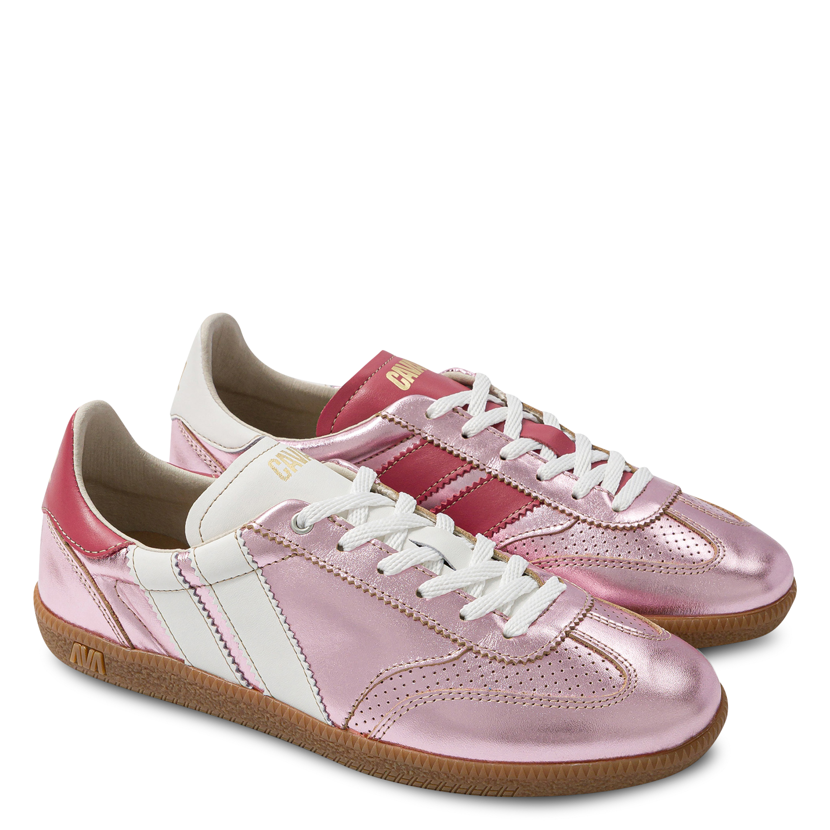 Low metallic leather trainers CAVAL Pink