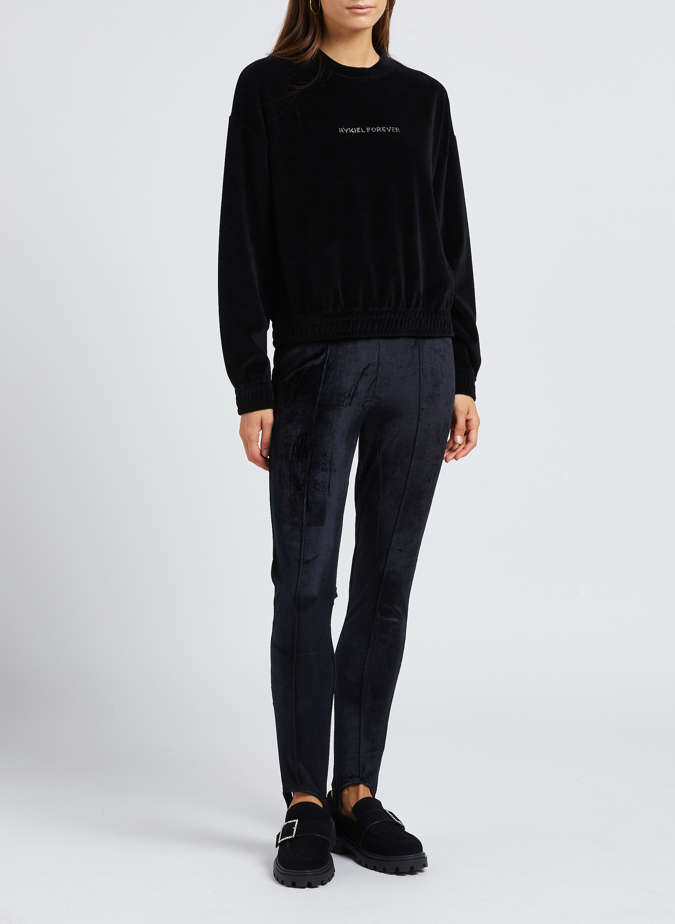 Round-neck cotton-blend sweatshirt SONIA RYKIEL Black