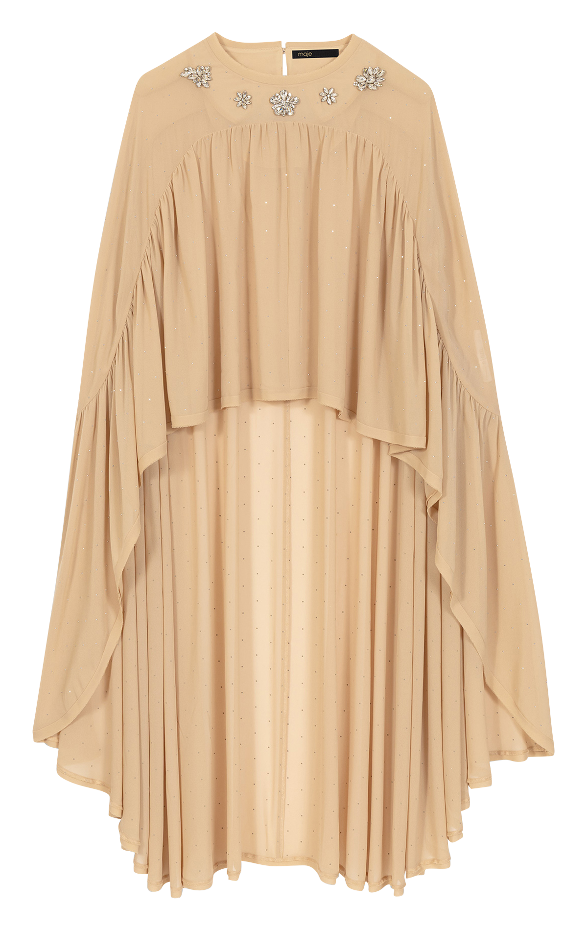 <p>Top cape with ample rhinestones</p> MAJE Beige