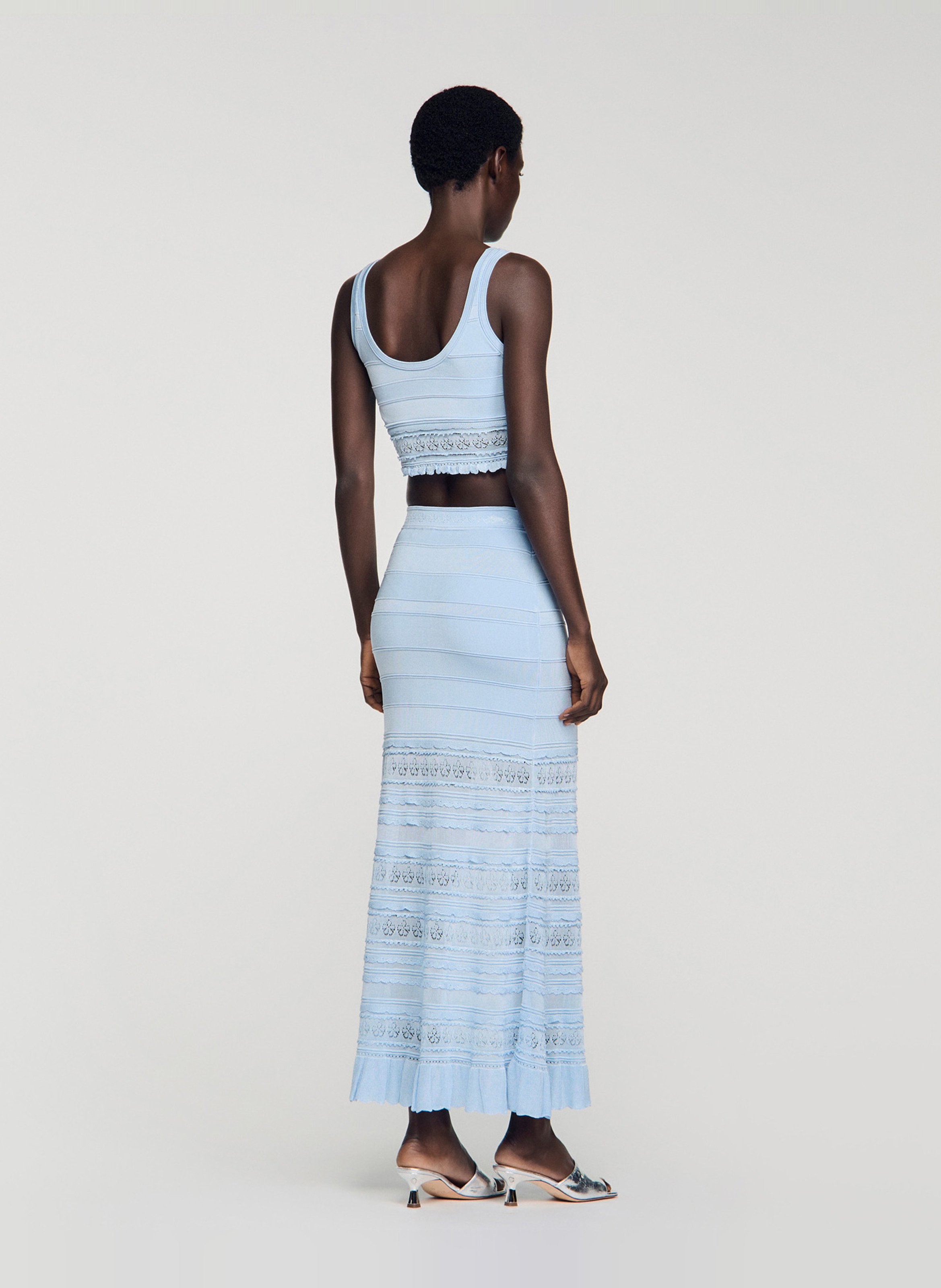 Korte top van tricot SANDRO Blauw