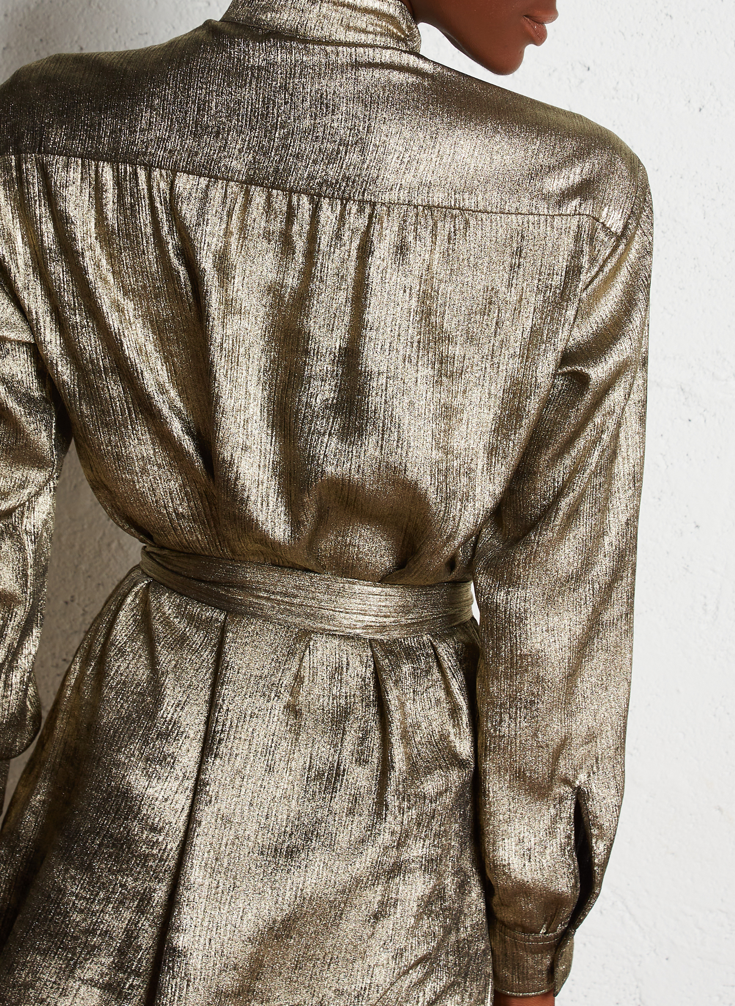 Robe longue col montant métallisée HARTFORD Doré