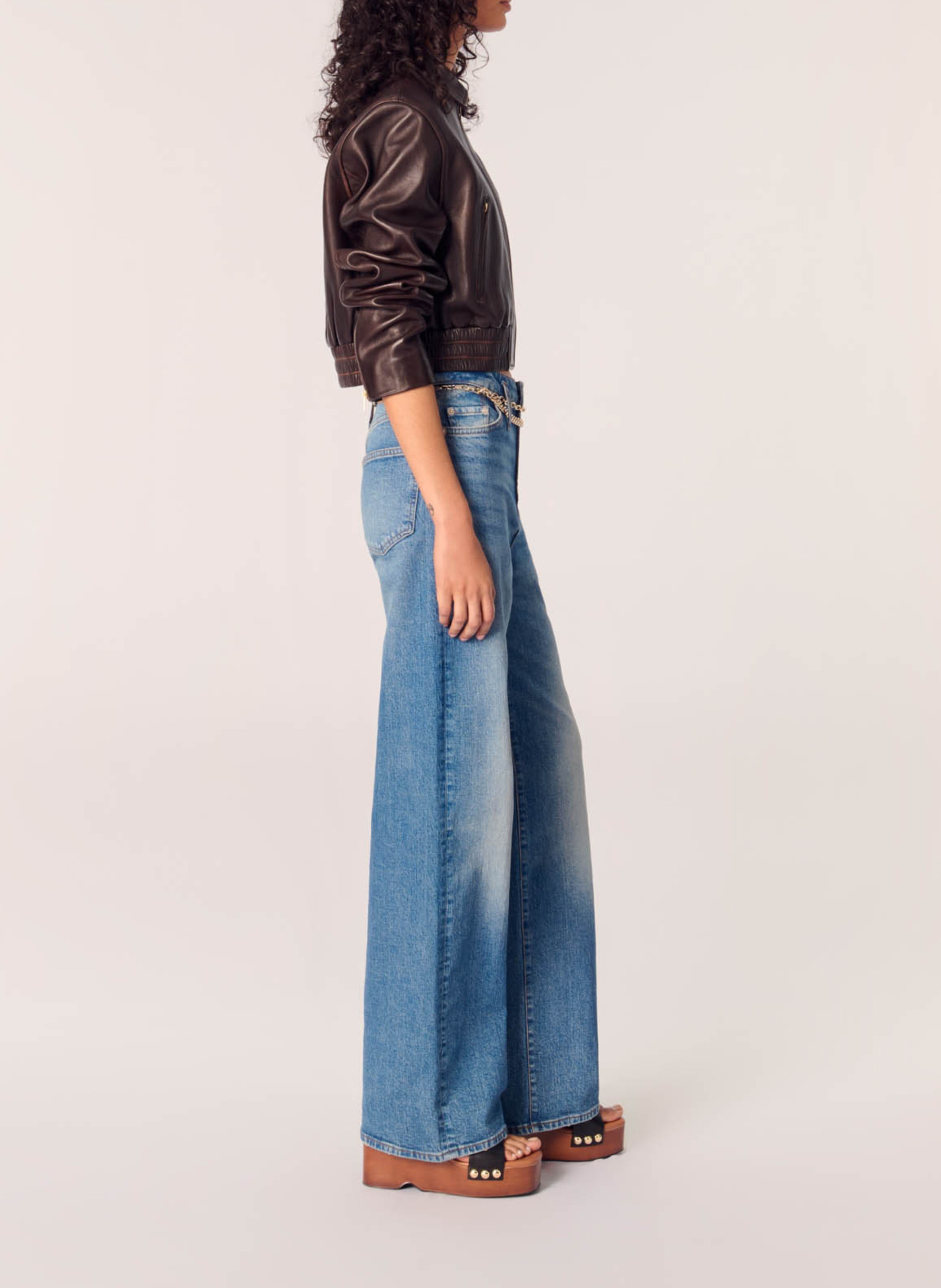 Cactus short zipped leather jacket MAJE Brown