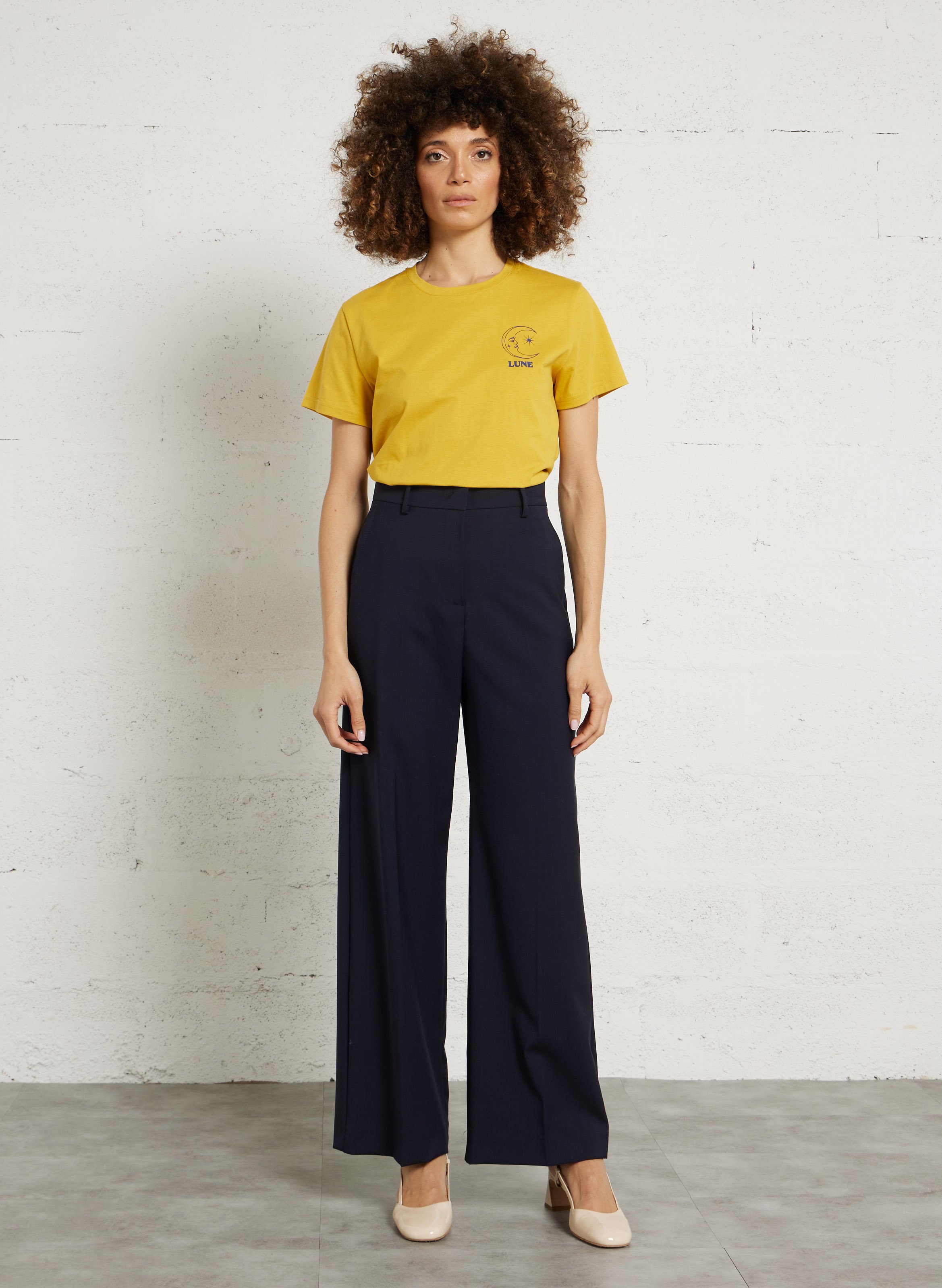 Ruimvallend, katoenen T-shirt met ronde hals en zeefdruk LA PETITE ETOILE Veelkleurig