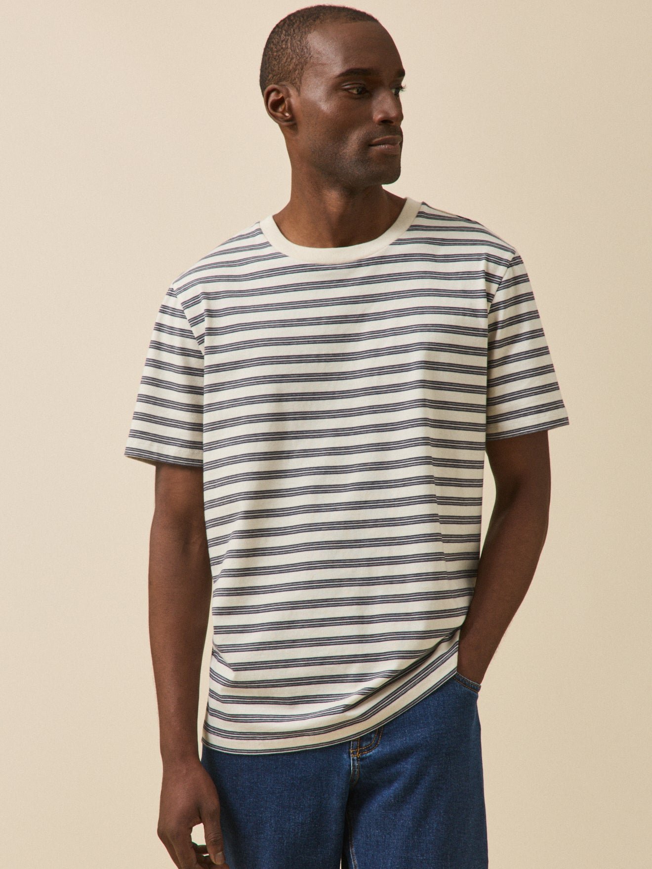 Striped organic cotton t-shirt CYRILLUS Blue