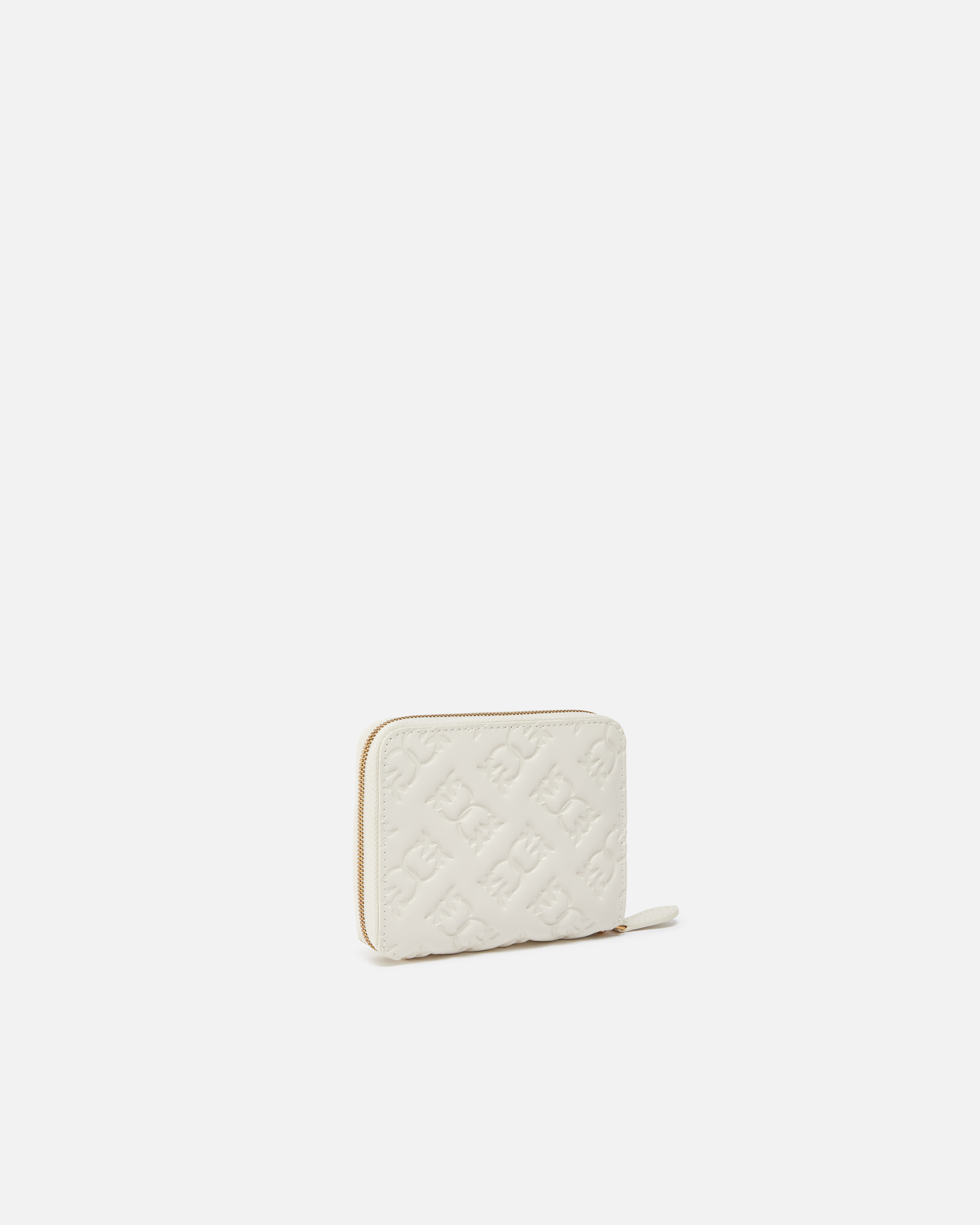Square embossed monogram leather wallet PINKO White