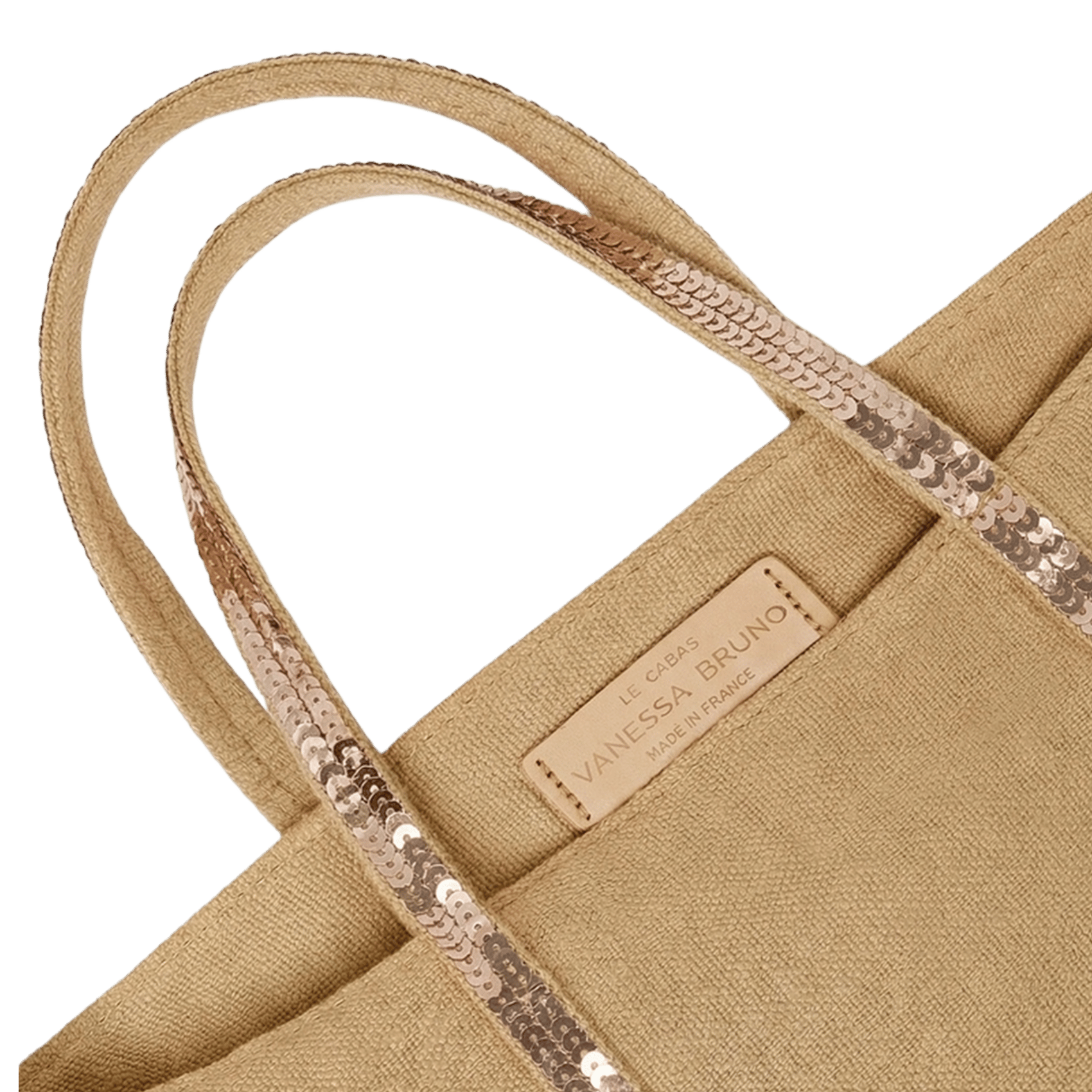 Linnen shopper met lovertjes - klein model VANESSA BRUNO Bruin