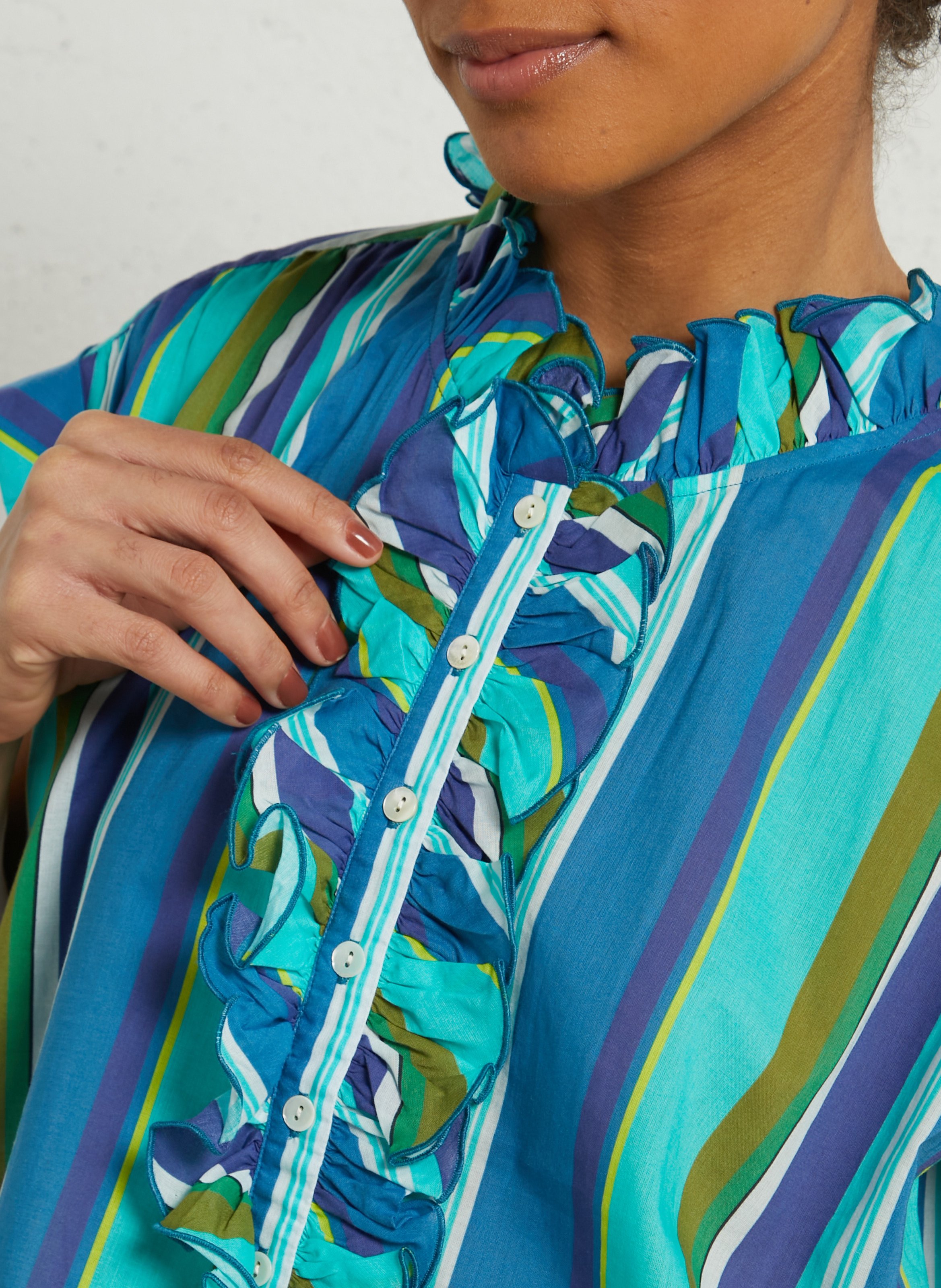 Blouse droite en coton rayé BELLA JONES Bleu