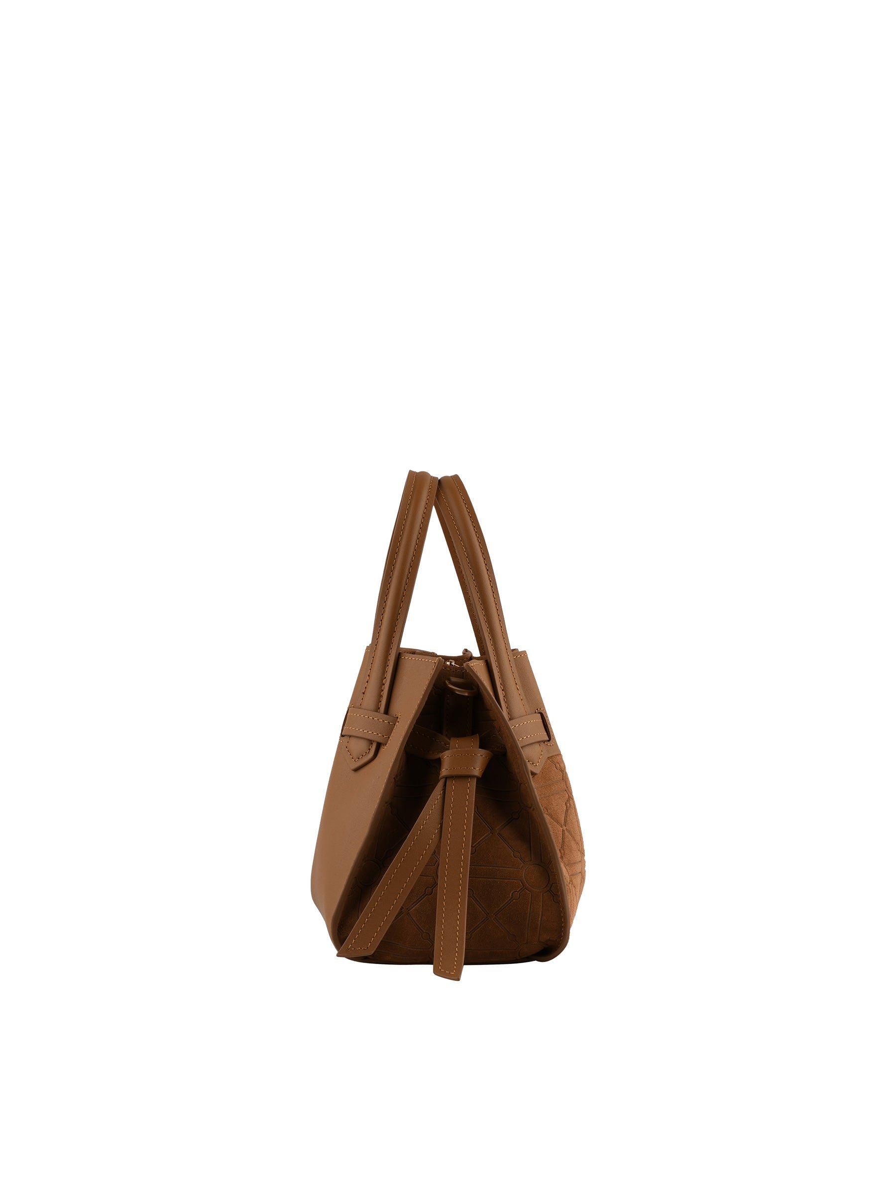 Suede and leather handbag Brown
