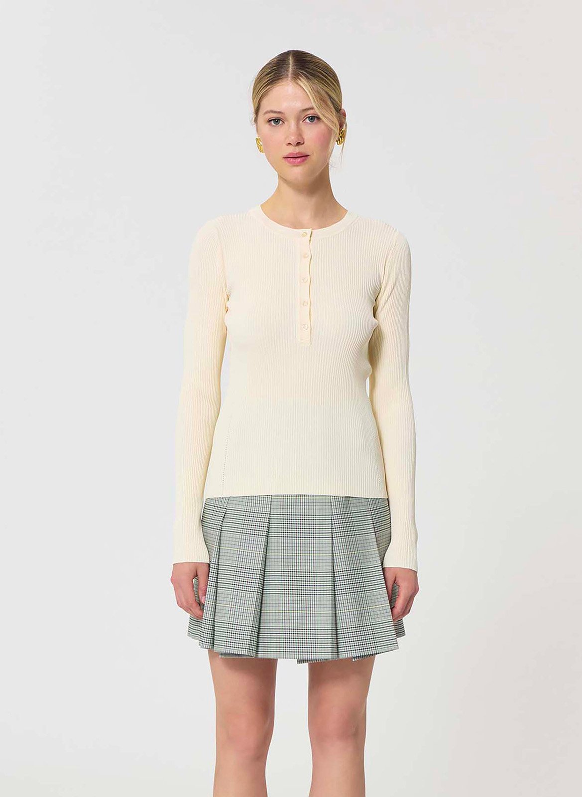 Round-neck fitted knit sweater TARA JARMON