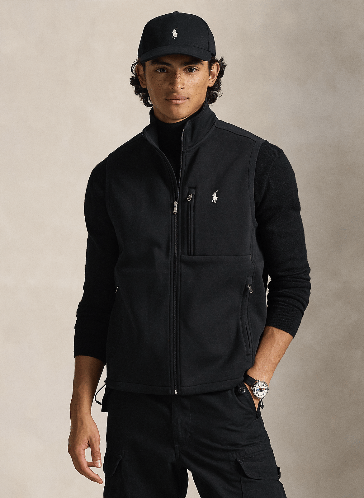 Strickjacke aus Baumwoll-Mix mit Stehkragen POLO RALPH LAUREN Schwarz